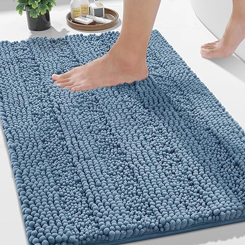 Miniatura 20 de Yimobra Alfombras lavables para baño, alfombra de baño de chenilla súper suave y absorbente para piso y alfombra, alfombra antideslizante de secado