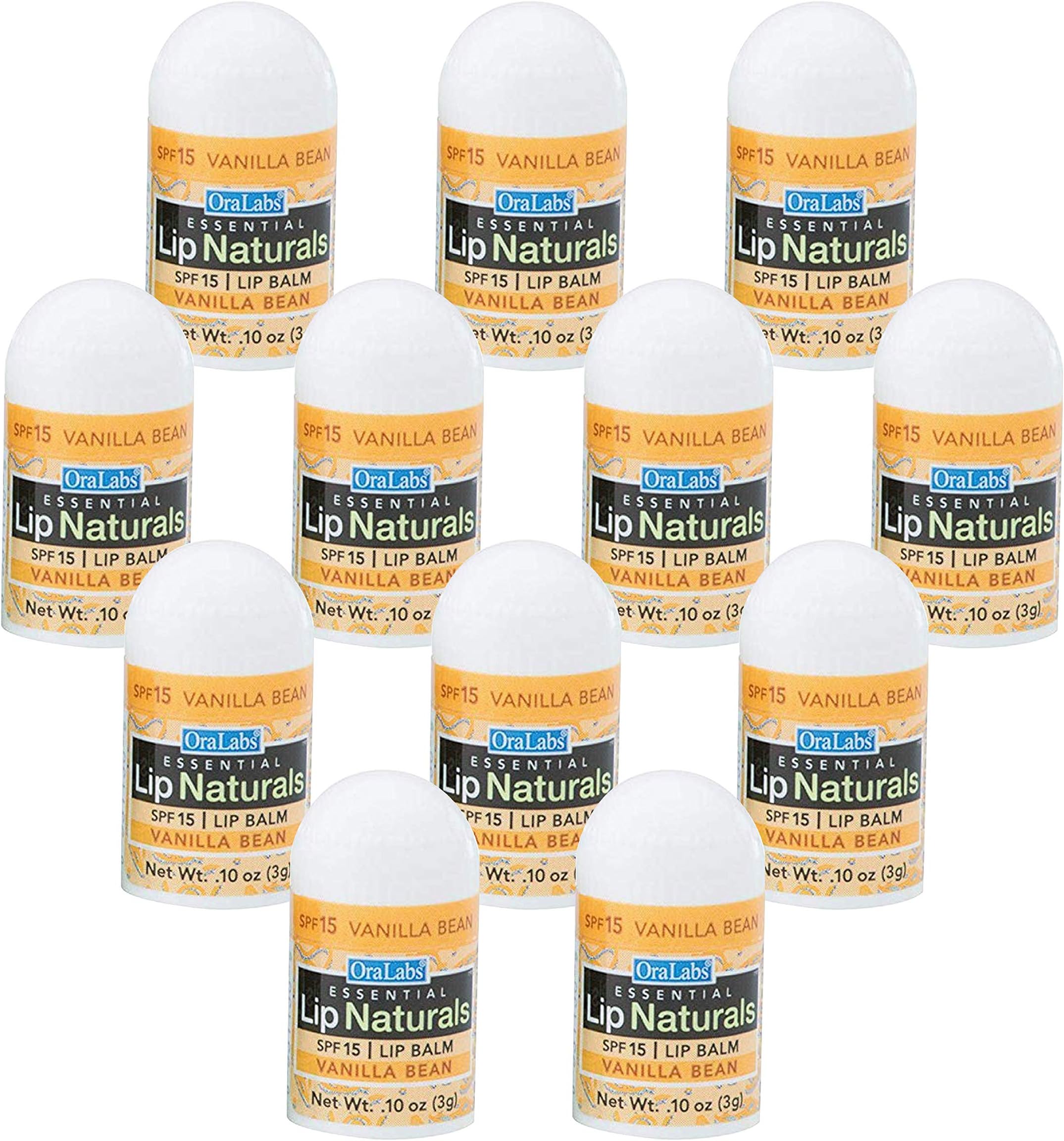 Essential Lip Naturals | Mini Lip Balm - 12 Count [SPF-15] (Vanilla Bean)