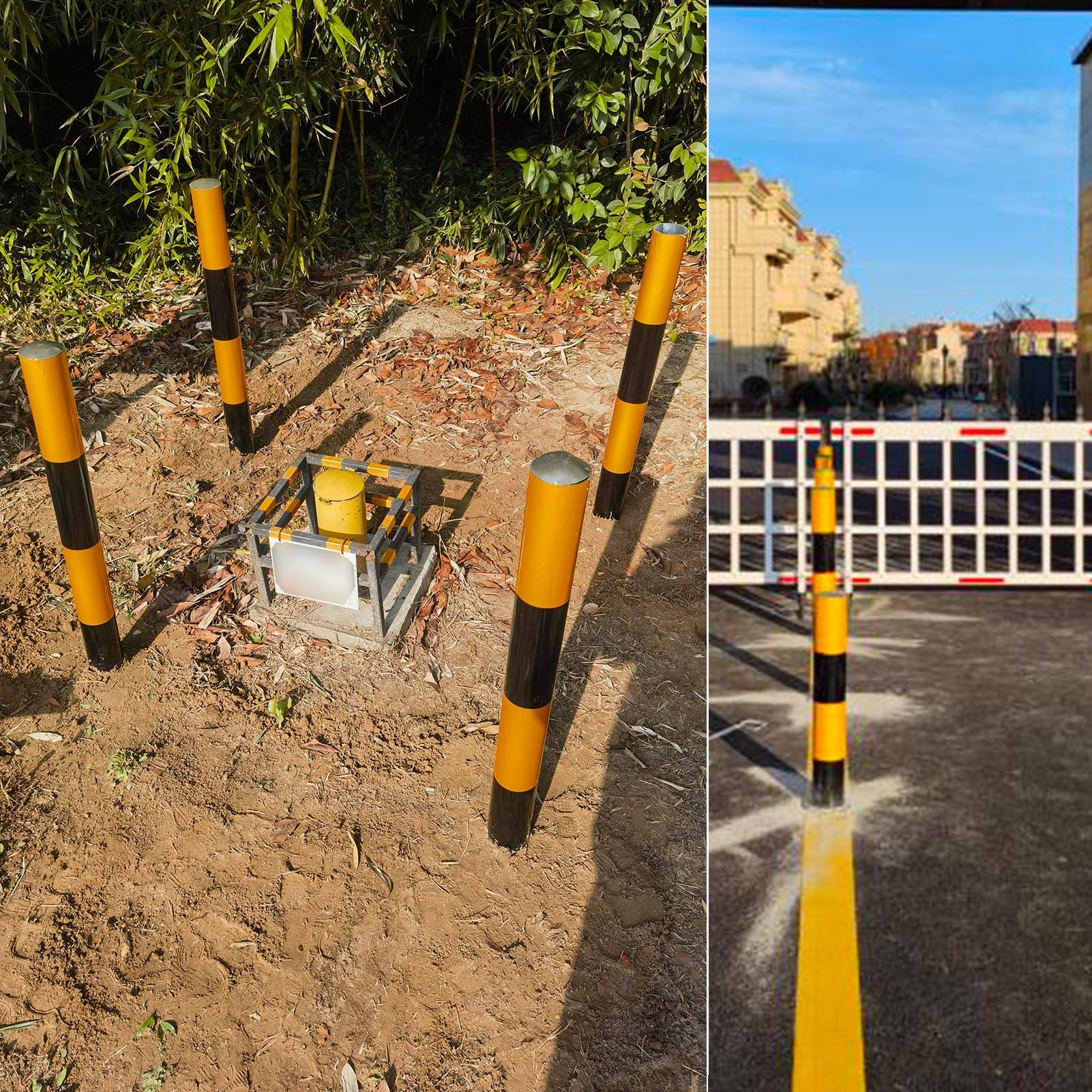Generico Pali di Segnalazione per canalizzazione del Traffico da 48" - Coni di Segnalazione rinforzati, Confezione da 4 Barriere di Avvertimento permanenti per parcheggi, Strade e Centri Commerciali