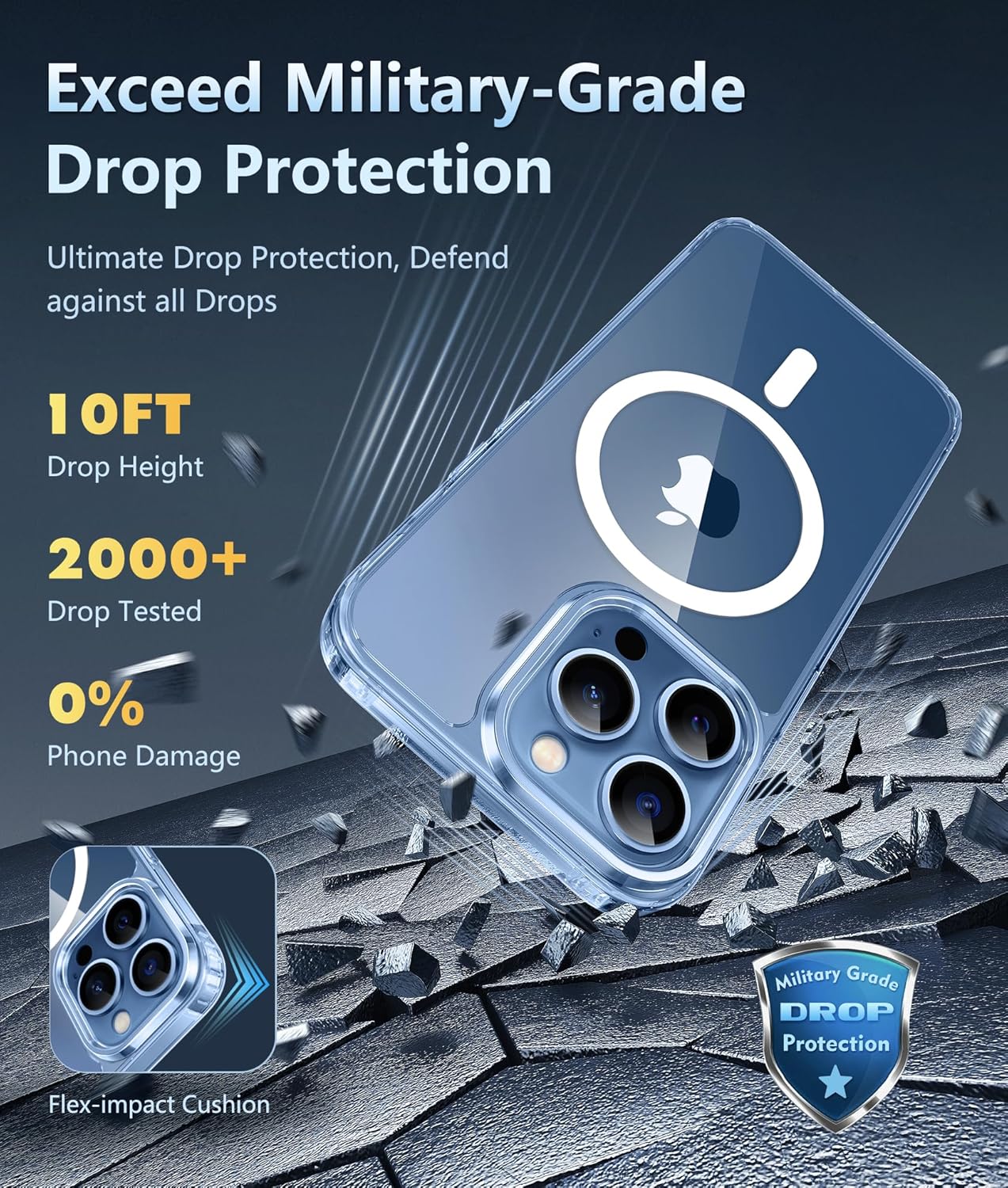 FNTCASE for iPhone 12 Pro Case: iPhone Magnetic Military Grade Drop Protection Clear Cell Phone Case - Rugged Durable Shockproof Anti Yellowing Slim Cases for iPhone 12 Pro (Clear) - Image 4