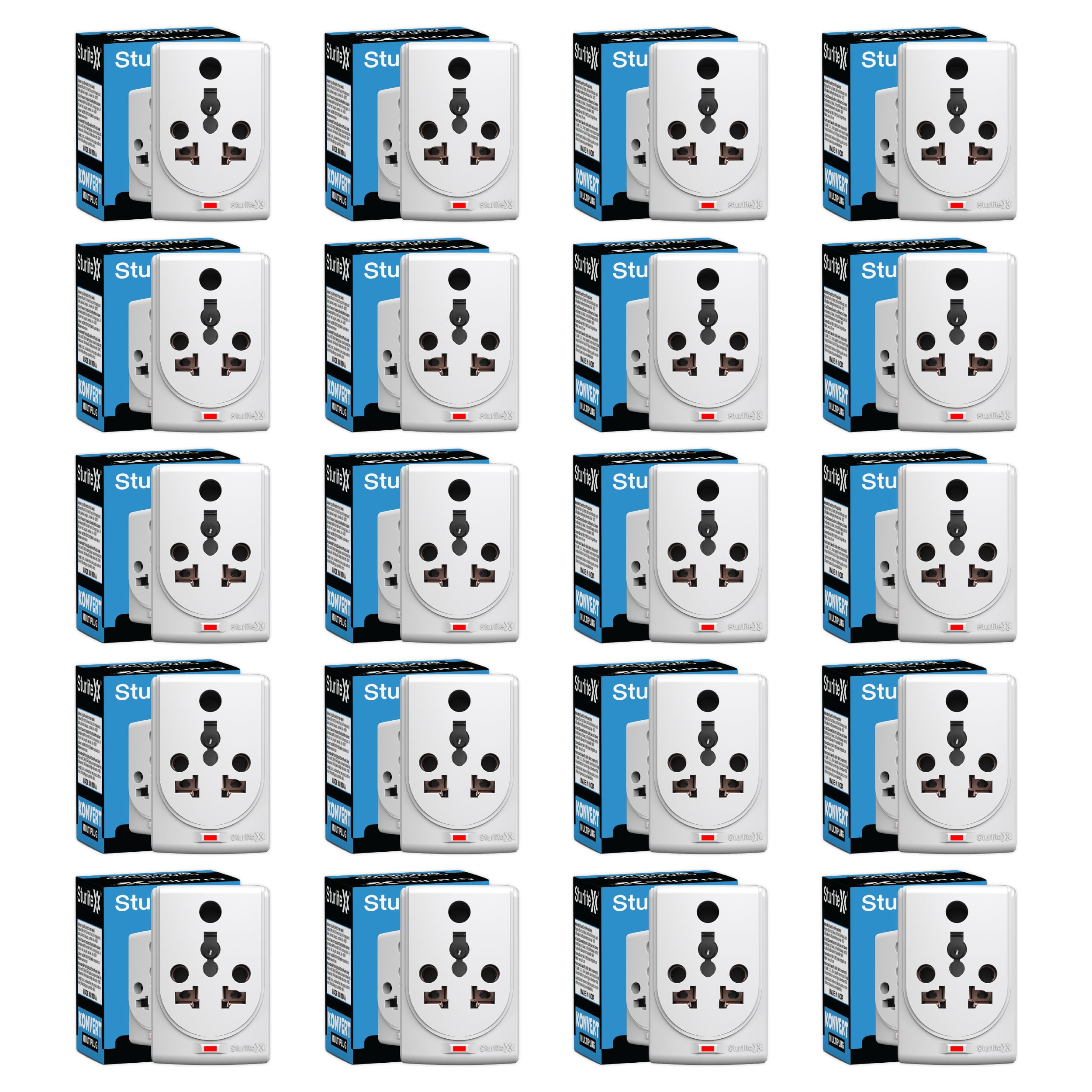 Sturlite Konvert Multiplug| 6-16 Amp| 2-Pin & 3-Pin Socket| Universal AC Travel Adapter| ABS Strong Body Socket| Compact Converter Plug for Travel, Home & Office Use - (Pack of 20)-picture-9