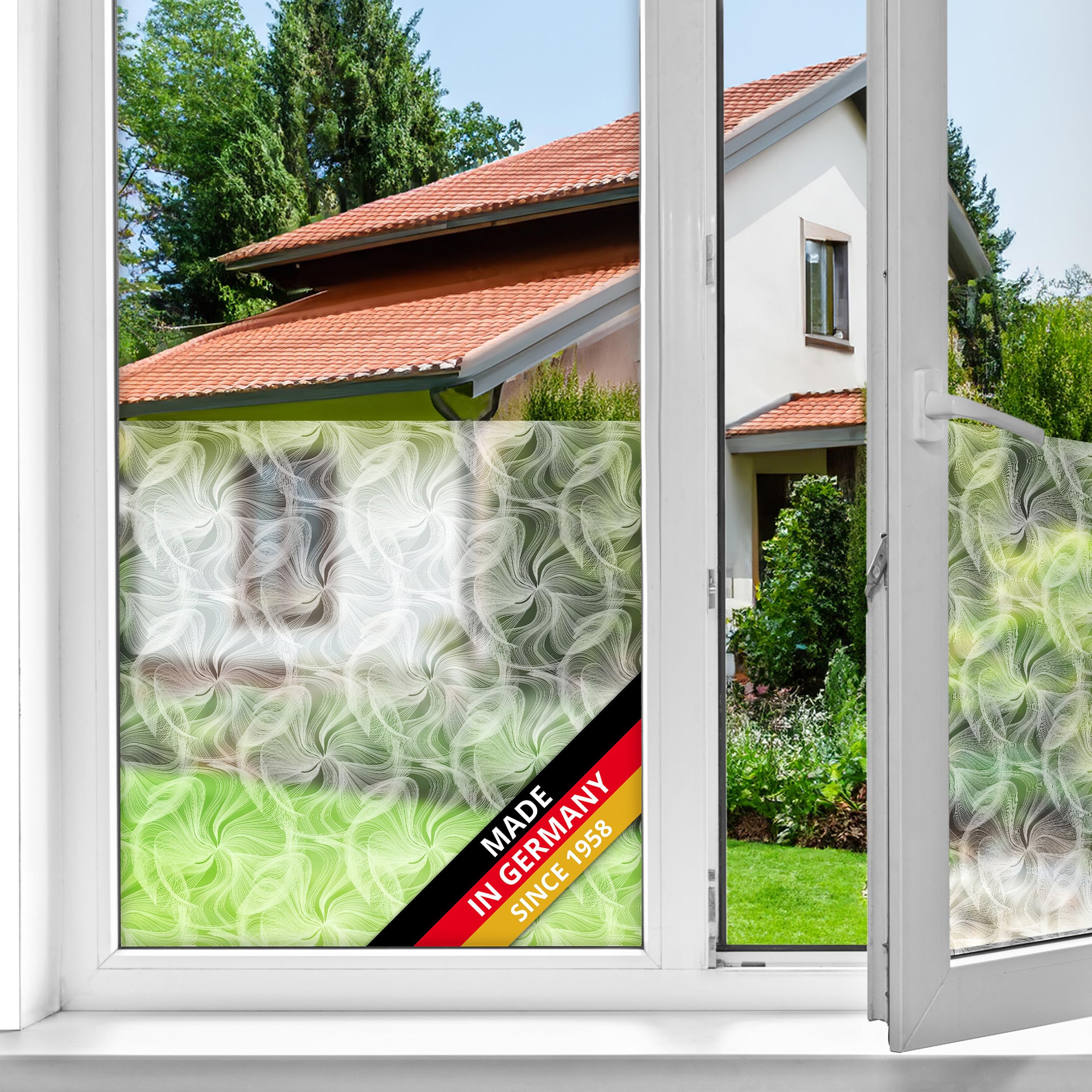 D-C-Fix Tara Window Film Privacy – 45Cm X 2M – Self Adhesive Vinyl Films For Glass Windows With A Modern Geometric Pattern – Opaque, Frosted, Decorative For Bathroom, Home & Kitchen