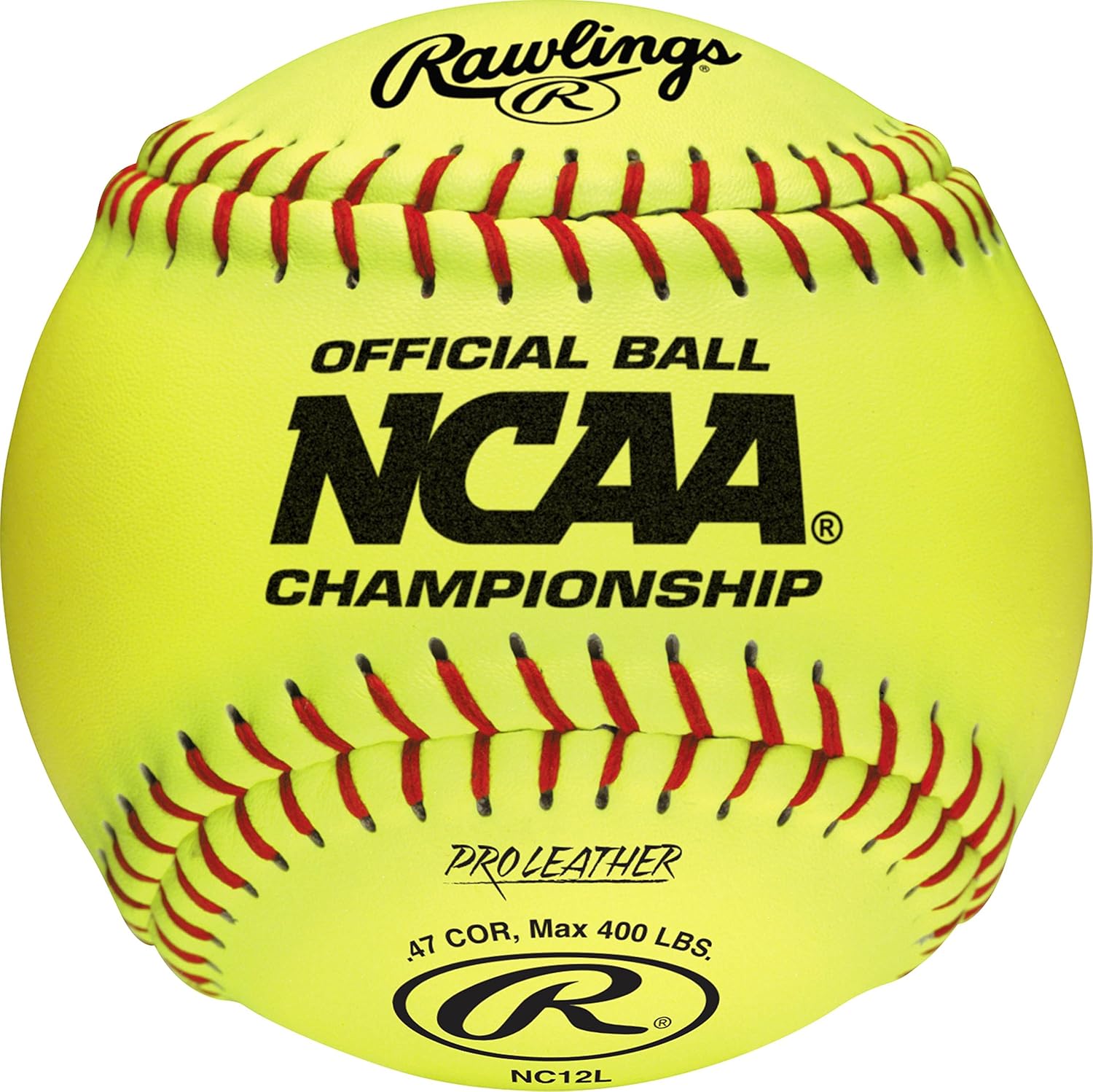 Rawlings | Official NCAA Collegiate Softball | 12" Pro Leather Cover | NC12L | 12 Count