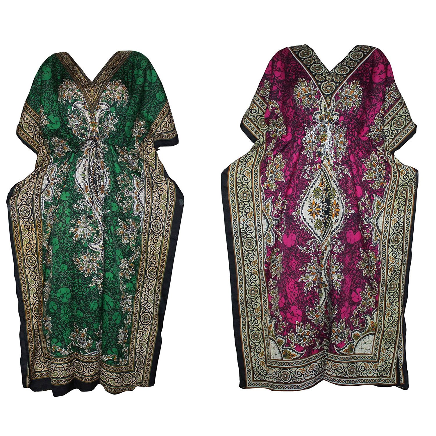 Odishabazaar Caftan Dress Long Maxi Boho Kaftan Cover up with Drawstring Waist (color-3203)