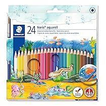 Staedtler Noris Colour – Matite Acquerellabili con Pennello, Utilizzabili Anche a Secco, Matite Colorate Bambini, Colori a Matita, Set Matite da Disegno per Cancelleria Scuola e Cartoleria, 24 Pezzi