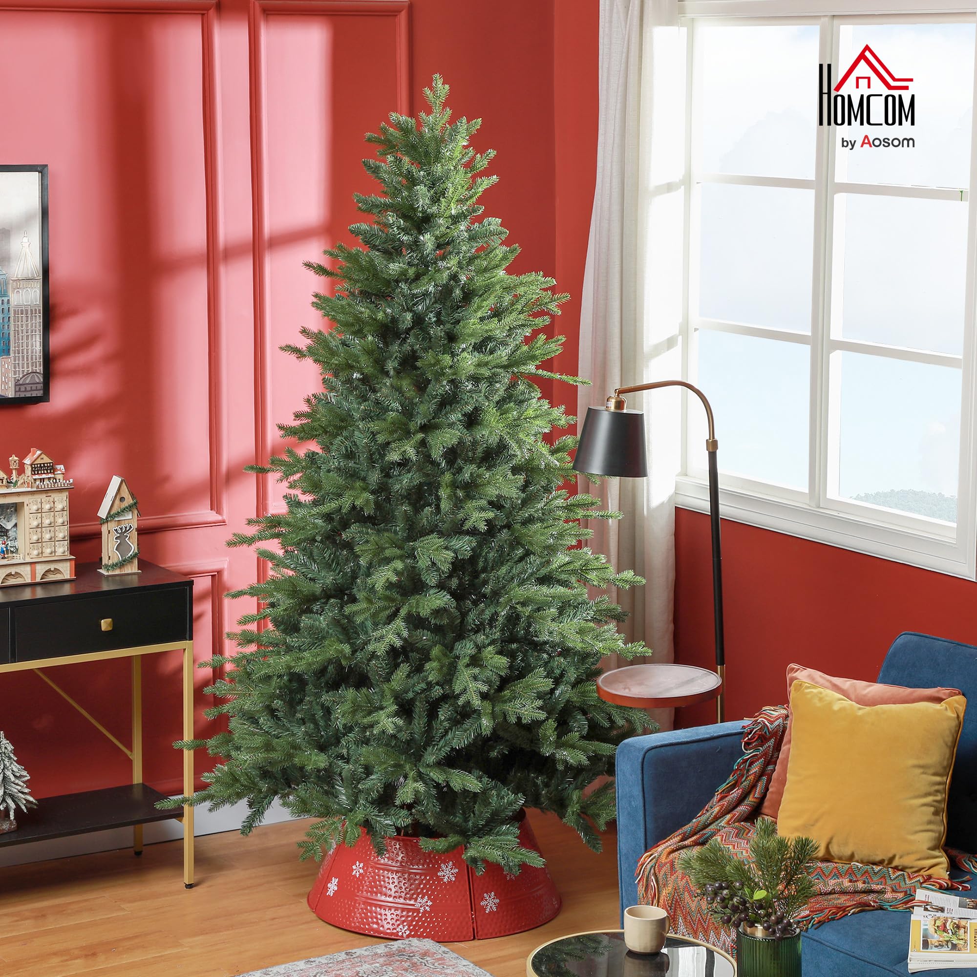 HOMCOM Albero di Natale 210 cm Artificiale in Plastica Ø135x210 cm Verde