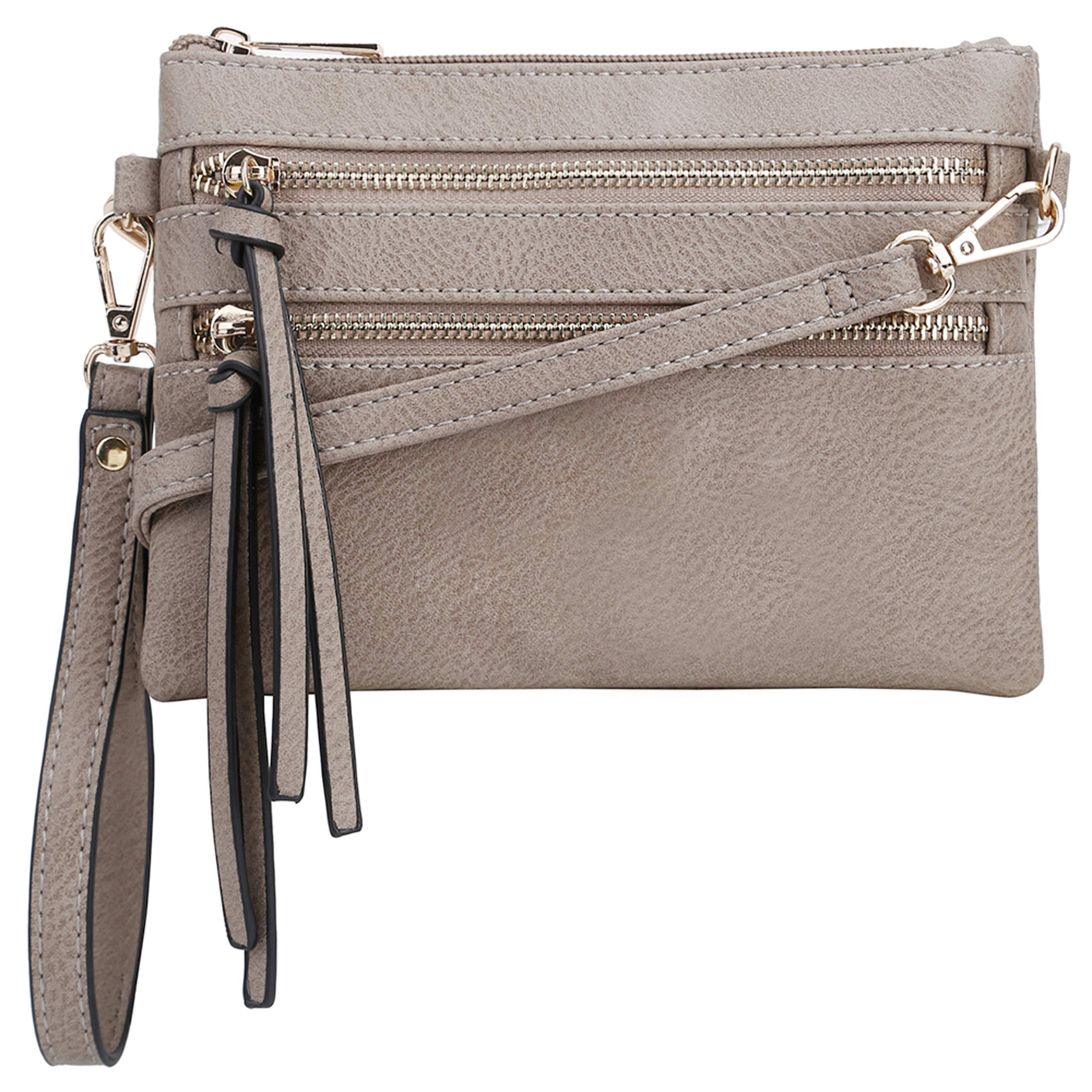 DELUXITY Essential Casual Functional Multi Pocket Double Zipper Crossbody Purse Bag Shoulder Bag for Women