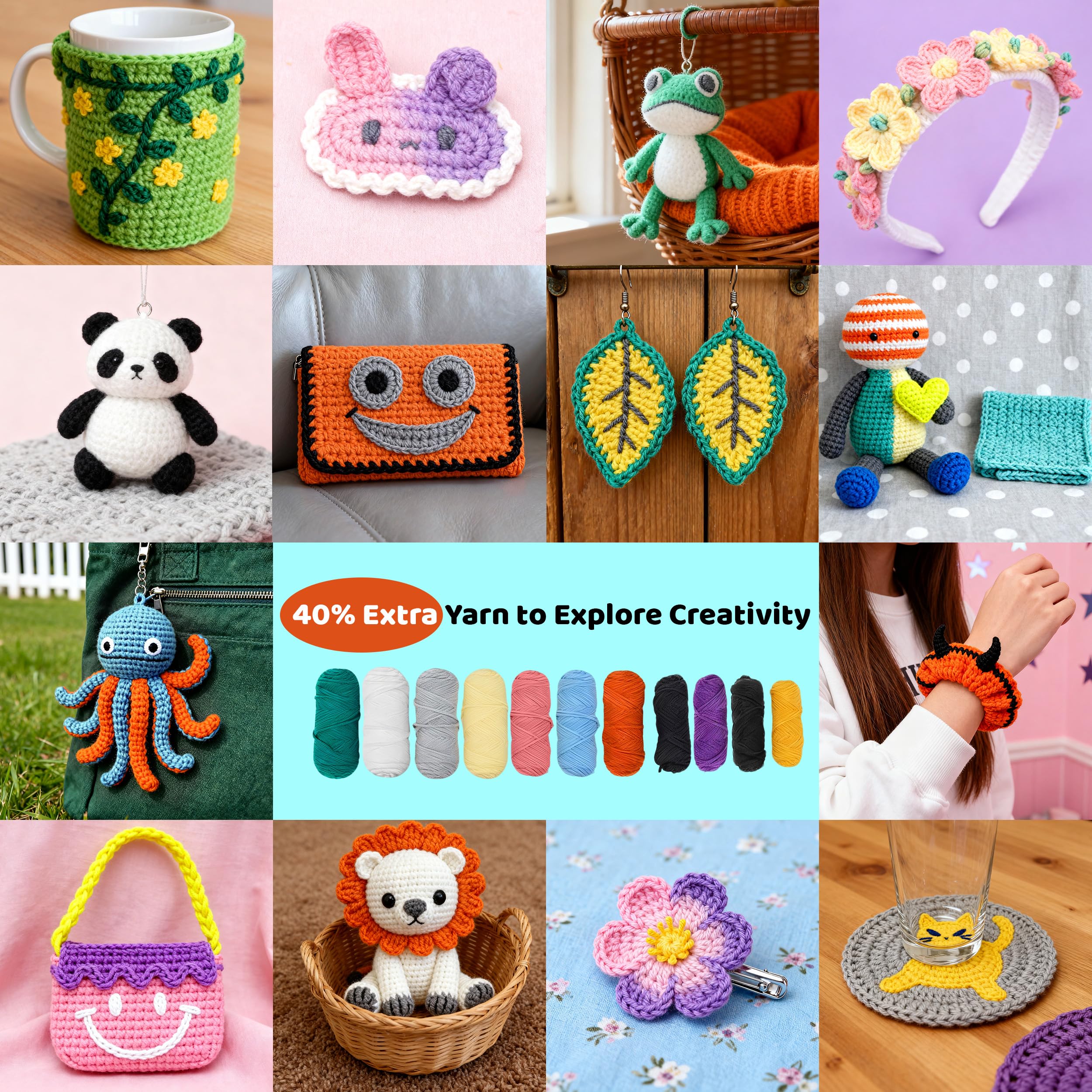 Beginner Crochet Kit - 6 Animal Family with Video -7