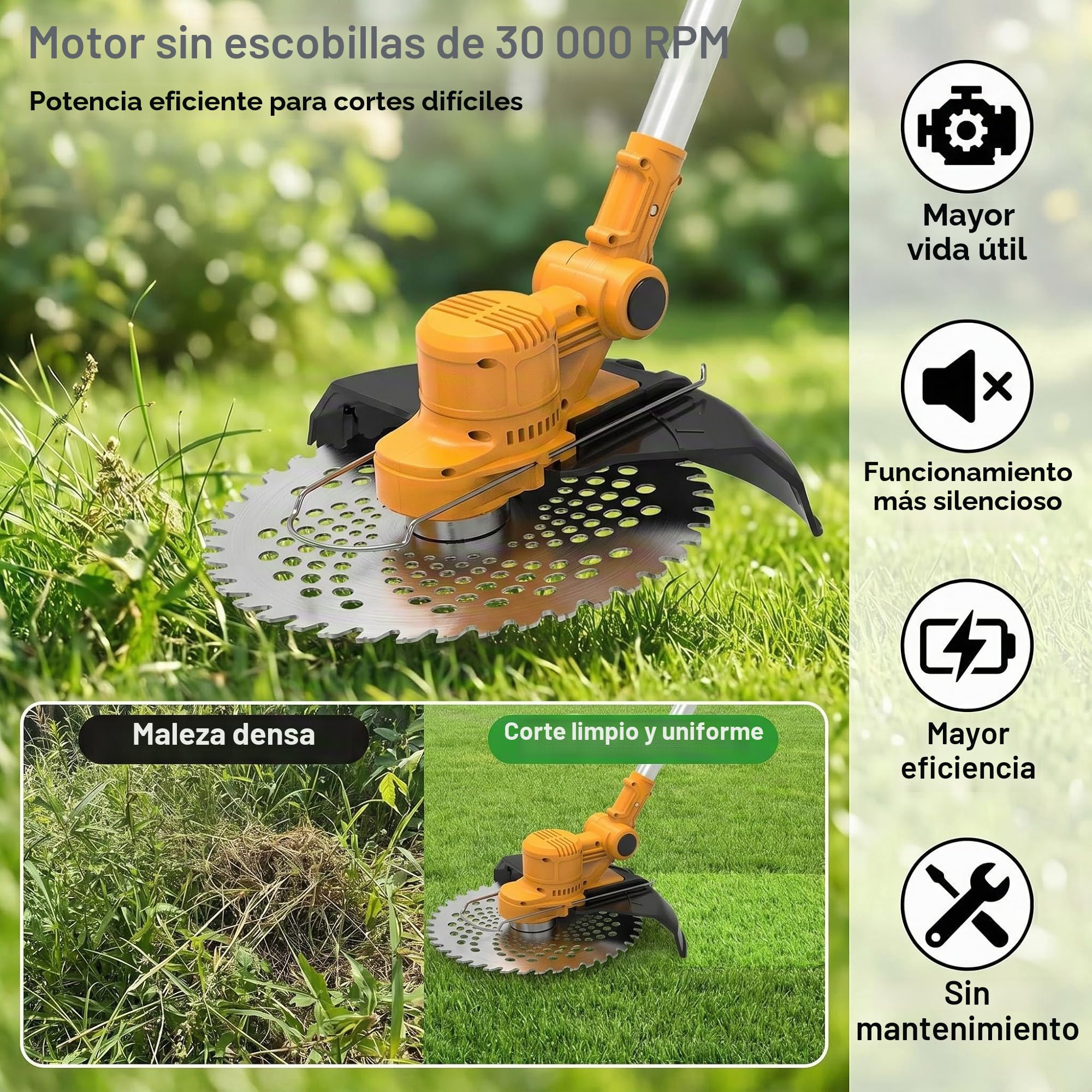 Fiutazge Desbrozadora Electrica Bateria 5 en 1,Plegable Ligero,Cortabordes Electrico Altura Ajustable con Ruedas,Desbrozadora Bateria Profesional, 2 Baterías 4.0Ah,para Malas Hierbas, Césped y Ramas