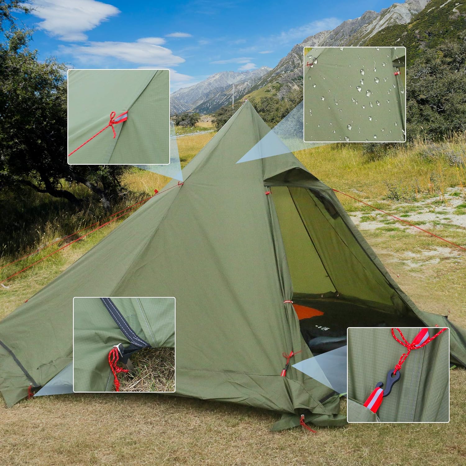 Buy Fltom Camping Hot Tent Ultralight Teepee Tent For 2 3 Person With Flue Pipe Window Includes Stove Jack Online In Italy B08czgh42l