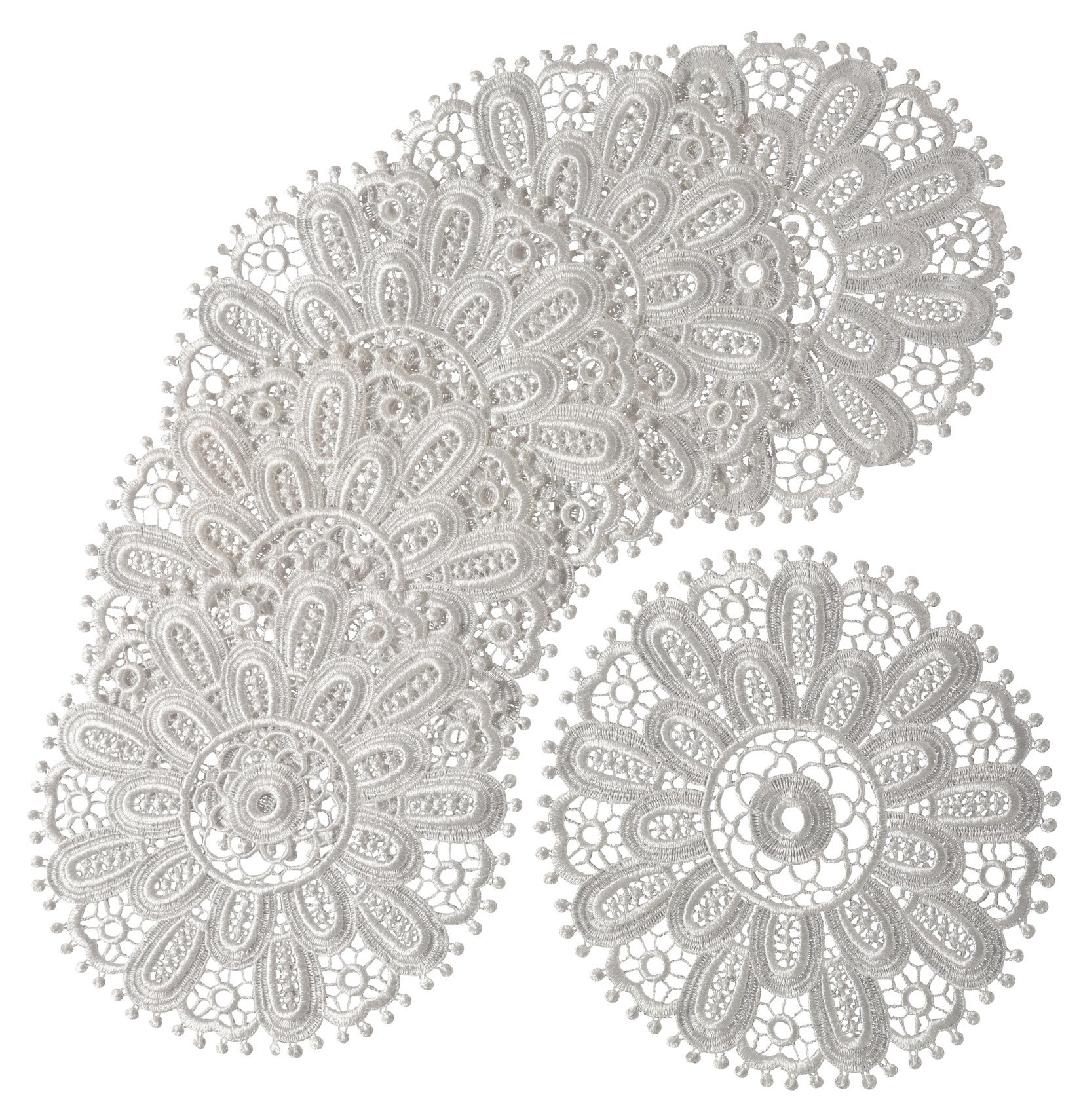 Classic Home Store White Pack Of 6 Floral Lace Round Doilies 100% Polyester Traditional Table Linen Doyley Mat 20.5Cm (White)