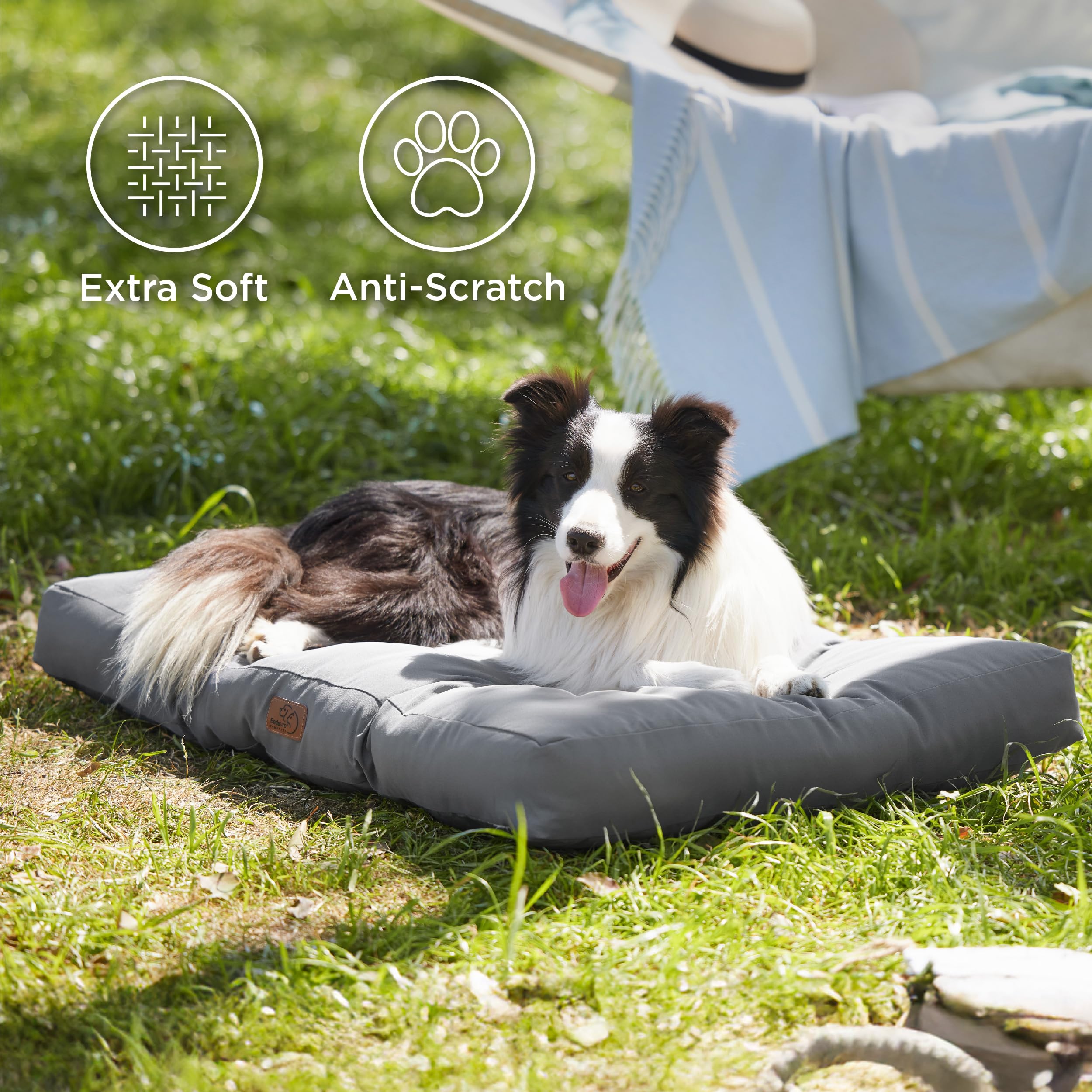 Bedsure Cestino per Cani di Grandi Dimensioni, Impermeabile, Cuscino per Ccani in Tessuto Oxford, Tappeto Ideale per Cani, L, Materasso per Letto, Cane, Lavabile, Grigio, 91 x 68 x 10 cm