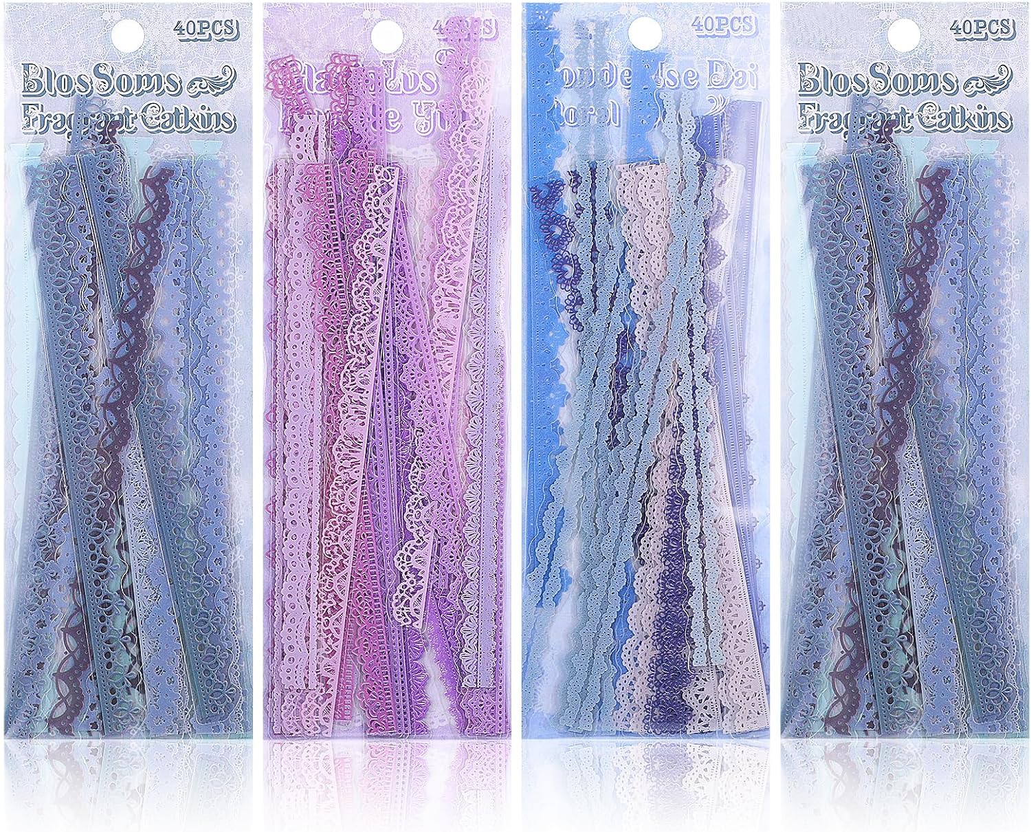 Multiple Colors Lace Stickers 160 PCS Lace Sticker for Scrapbooking Scrap Book Decorations Scrapbook Border Sticker for Journal Card Collage Diary Letter Craft Decoration