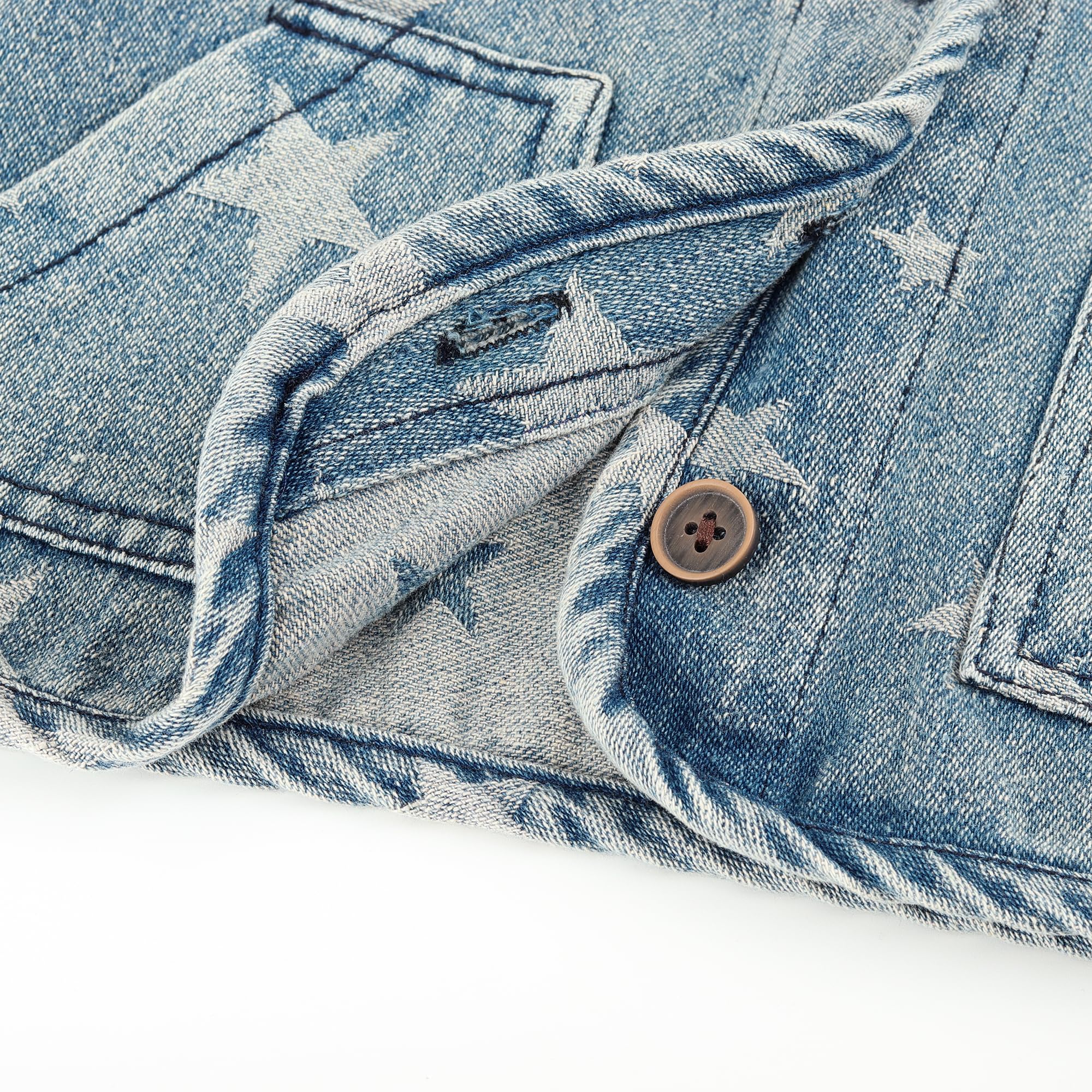 Neonato Denim Gilet Retrò Senza Maniche Giacca Bambino Ragazzi Ragazze Primavera Autunno Bottone Cappotto Stelle Top con Tasche