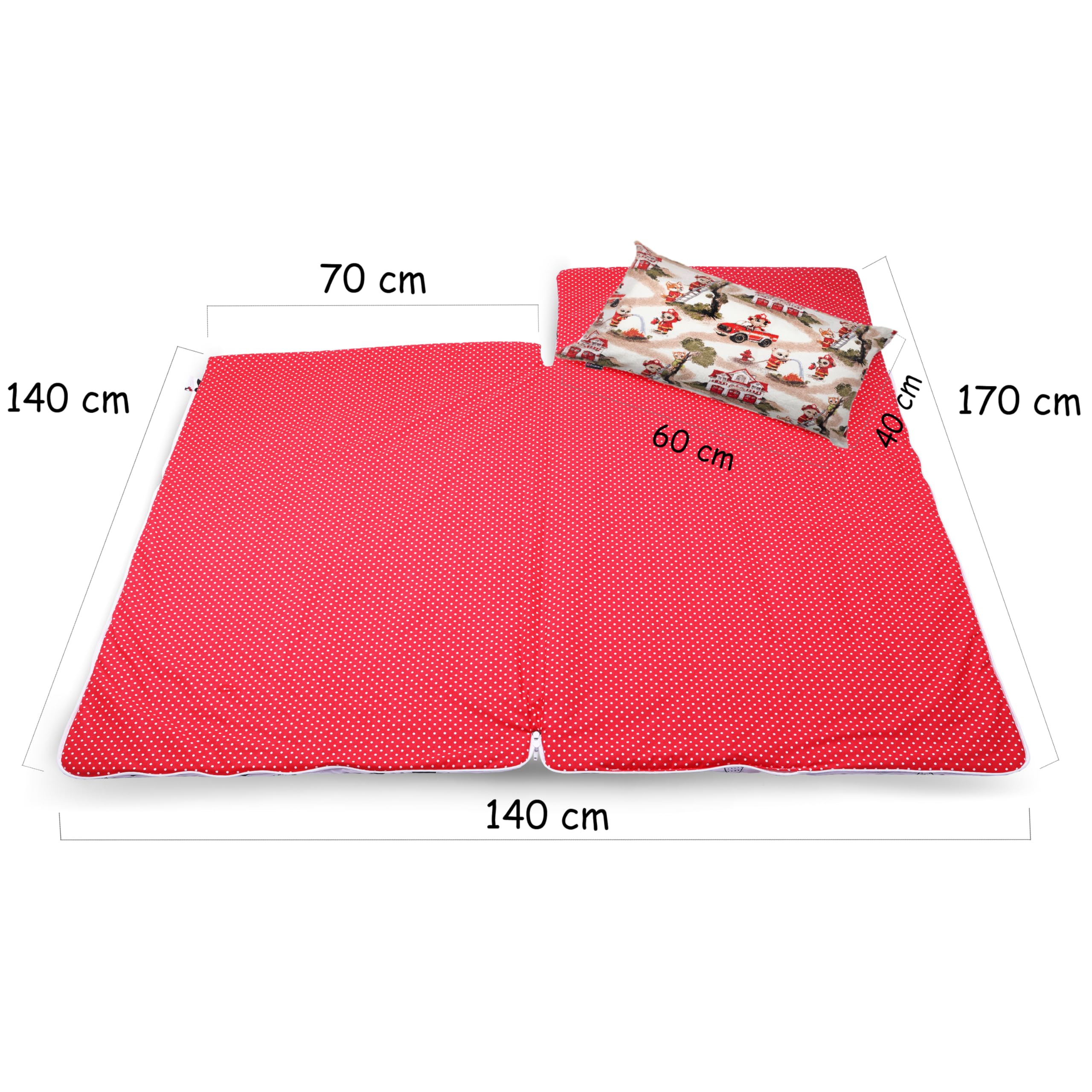 PinkZebra Sacco a Pelo per Bambini 170 x 70 cm + federa 60 x 40 cm per Ragazze Ragazzi Oeko-Tex in Cotone con Doppia Cerniera