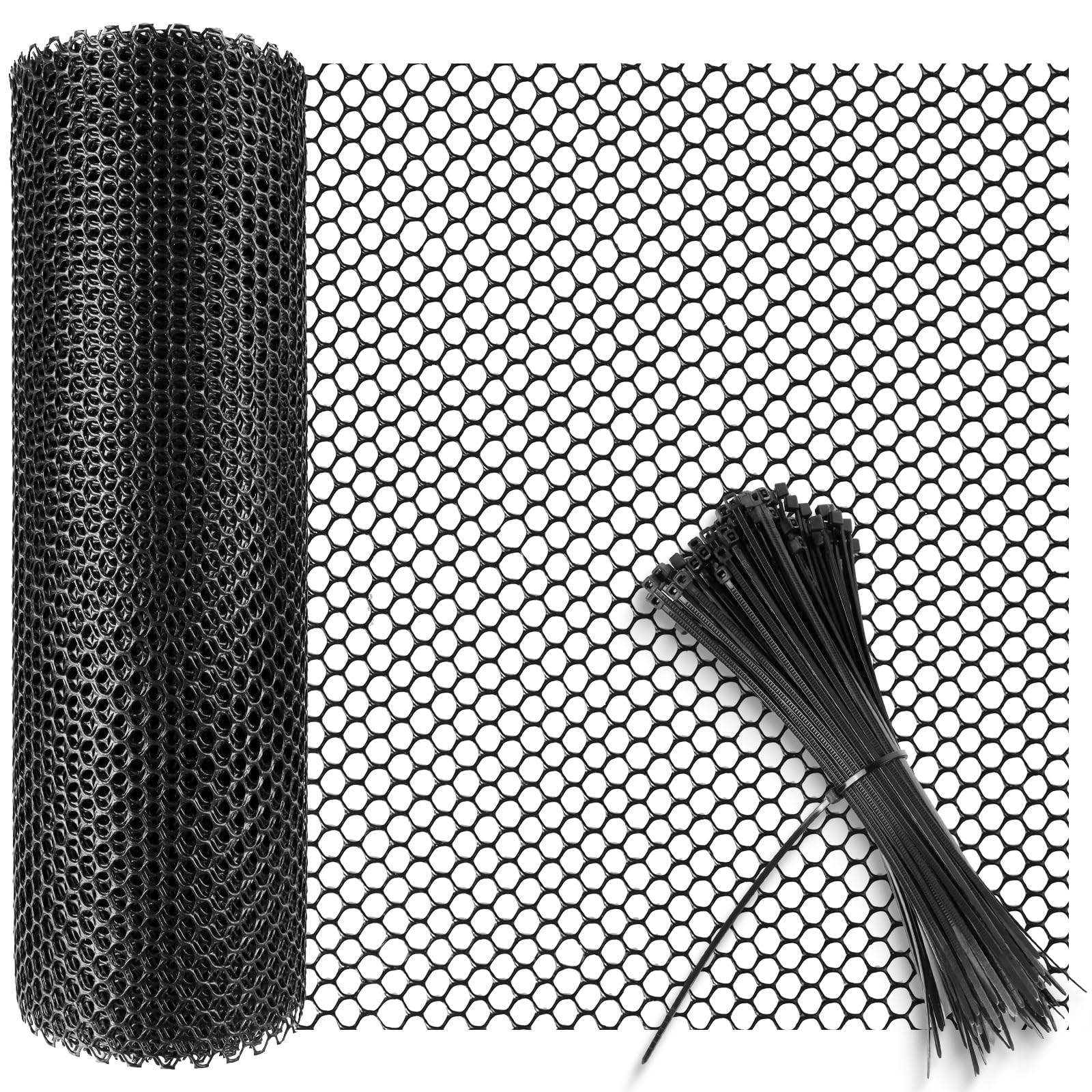 Plastic Chicken Wire Mesh Roll 10m Plastic Mesh Fencing Poultry Breeding Netting Garden Balcony Fence Mesh for Home Décor and Gardening, Temporary Fencing for Yard (40cm x 10m, Black)