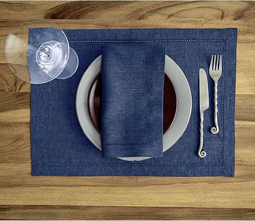 Miniatura 2 de Solino Home Juego de 4 manteles individuales de lino 100% puro, manteles individuales de tela de lino cambray, 14 x 19 pulgadas, lavables, para