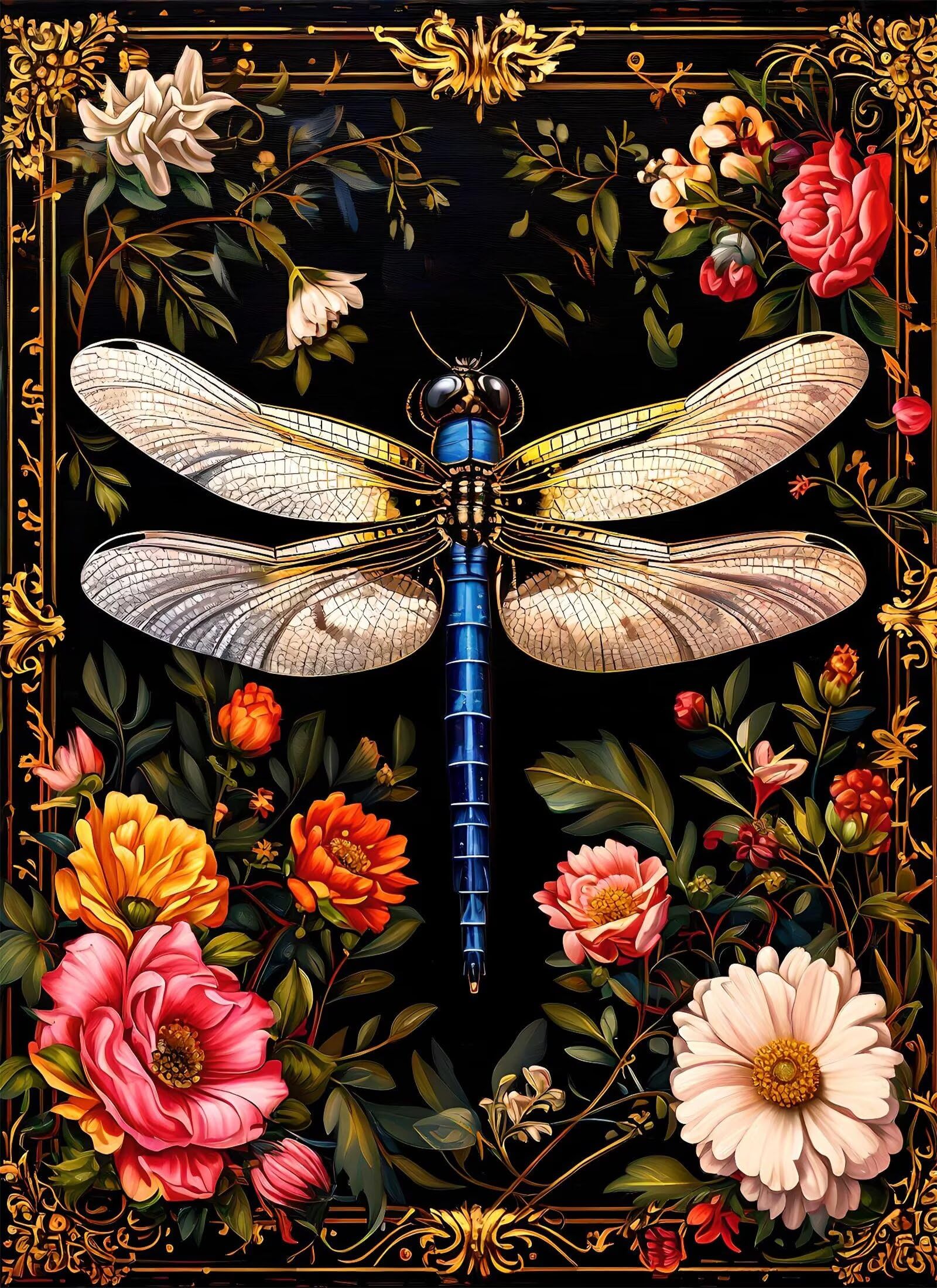 Puzzle 3000 elementów dla dorosłych 3000 elementów, kwiatowe puzzle, gry edukacyjne, drewniane puzzle, ważka, prezenty dla nastoletnich chłopców w wieku 14-16 lat, 122 x 81 cm g-804