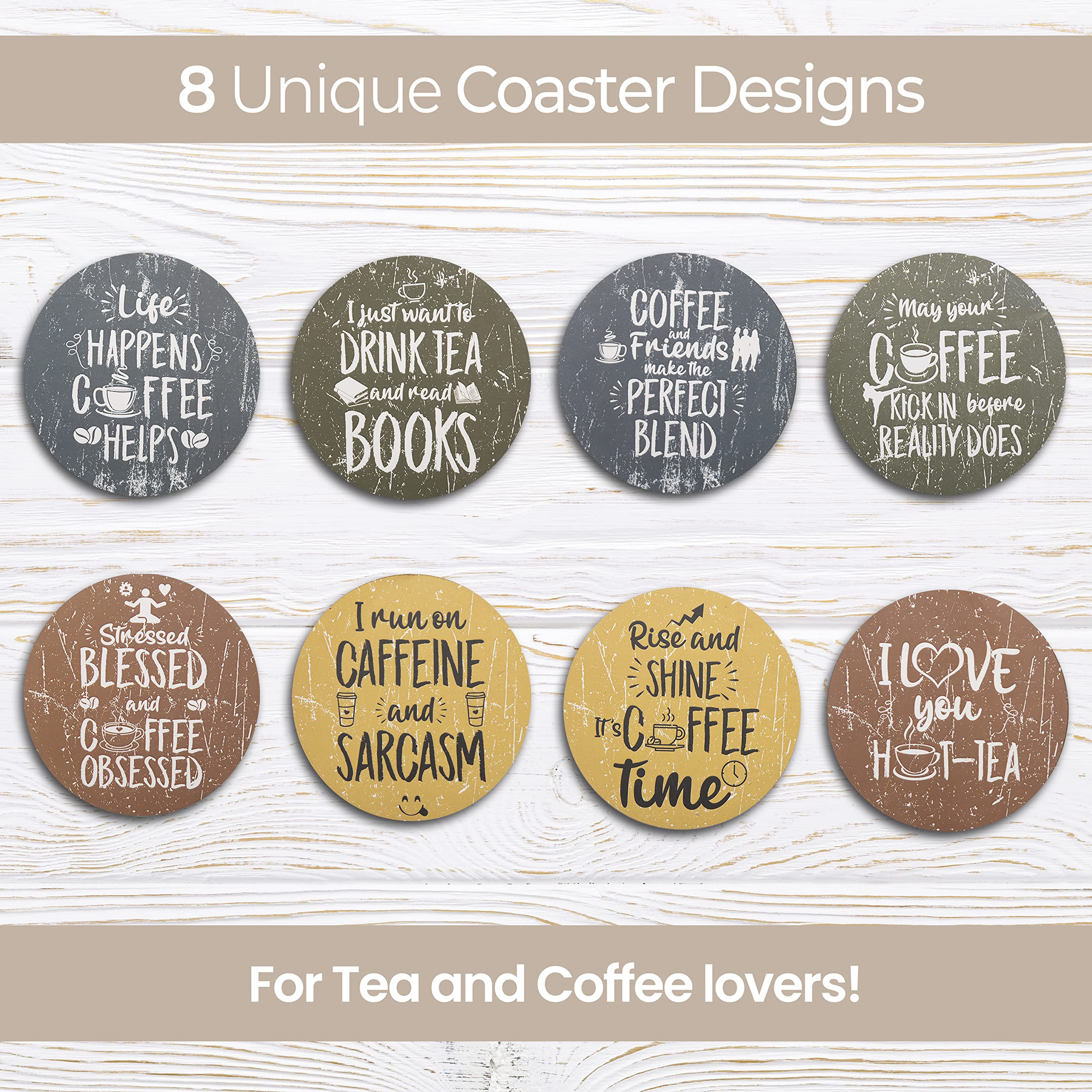 Amazon.com: Habitage Funny Coasters for Coffee Table - Set of 8