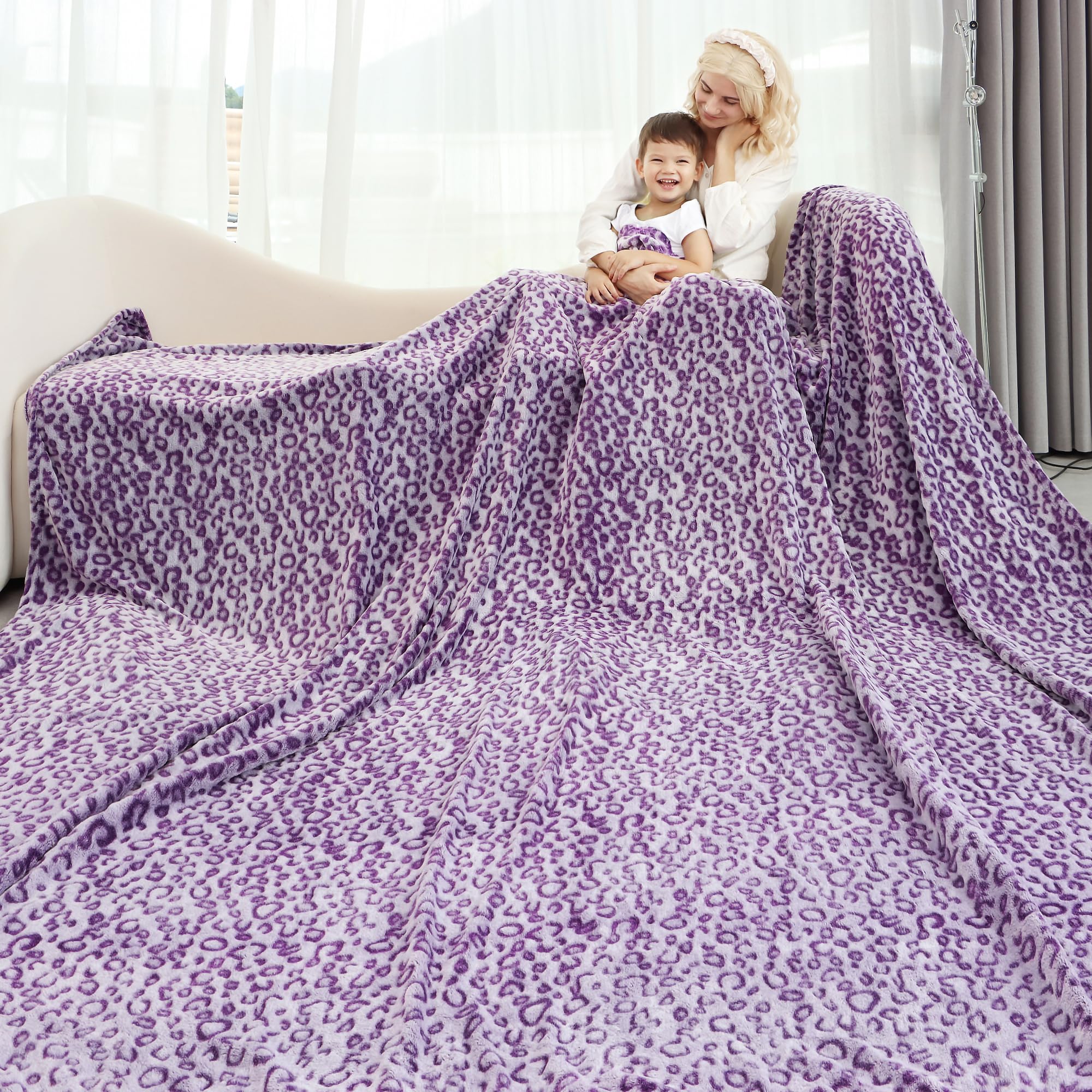 MIBOIWarm Blanket Purple Blankets King Size Soft Throw Blankets for Bed