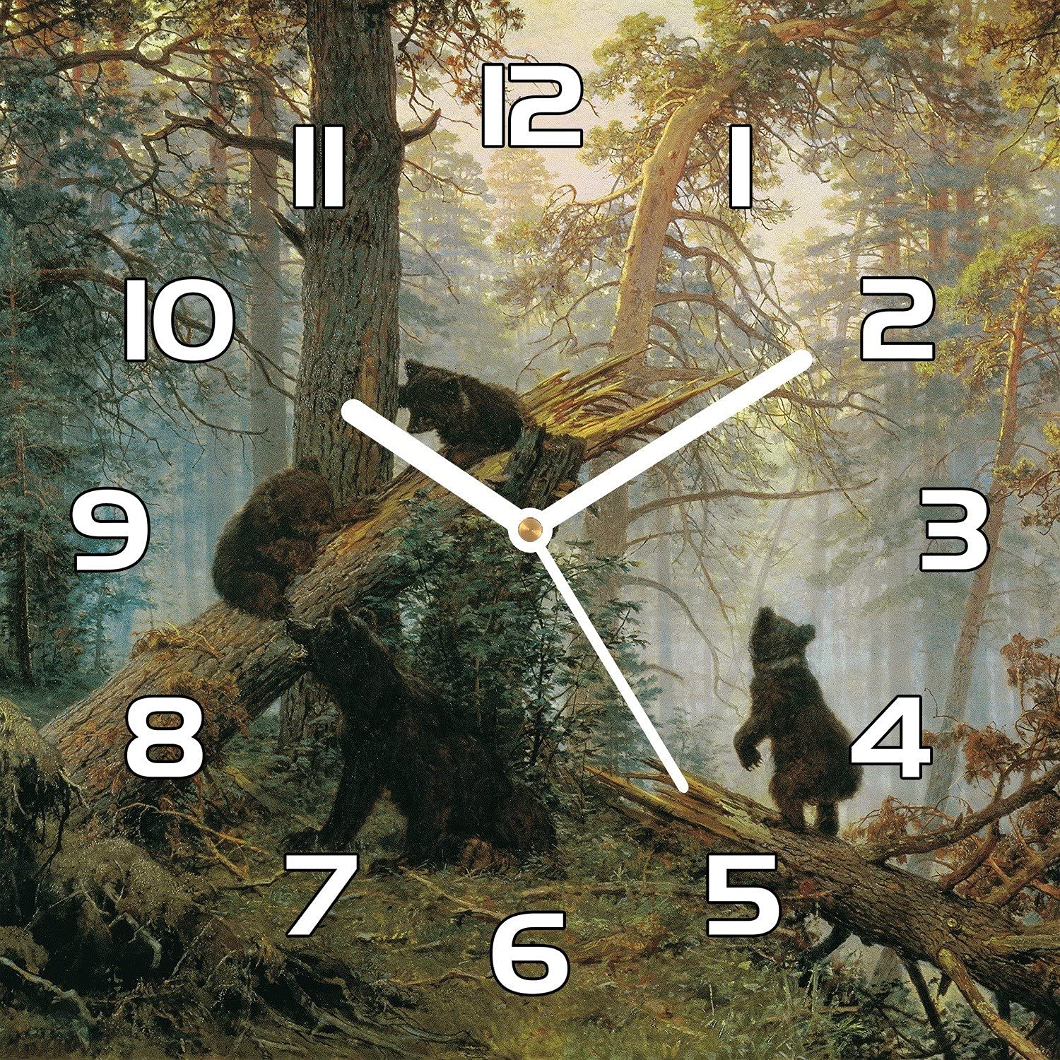 Horloge murale cuisine en verre moderne 30x30 cm avec aiguilles noires Coloray