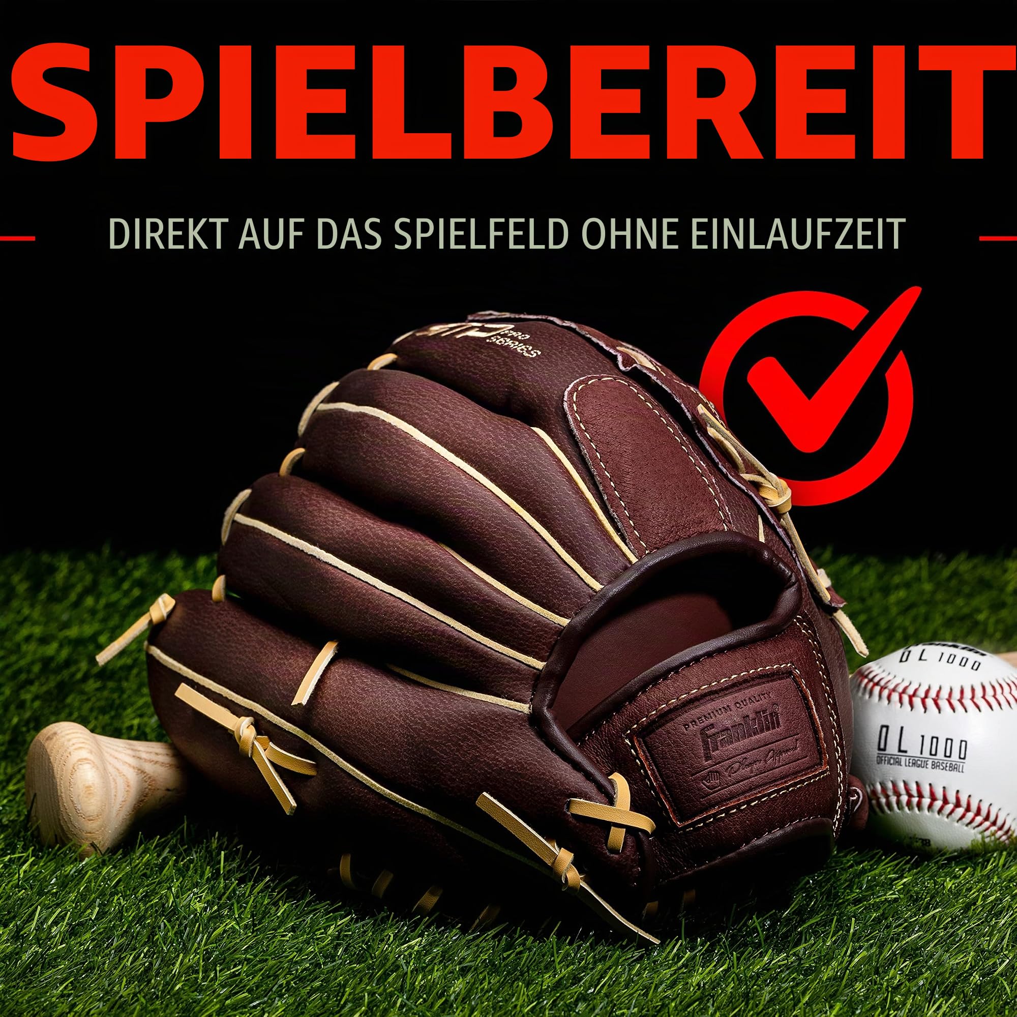 Franklin Sports RTP Pro Baseballhandschuh – Erwachsene + Jugendliche Feldhandschuh – Righty – Camel