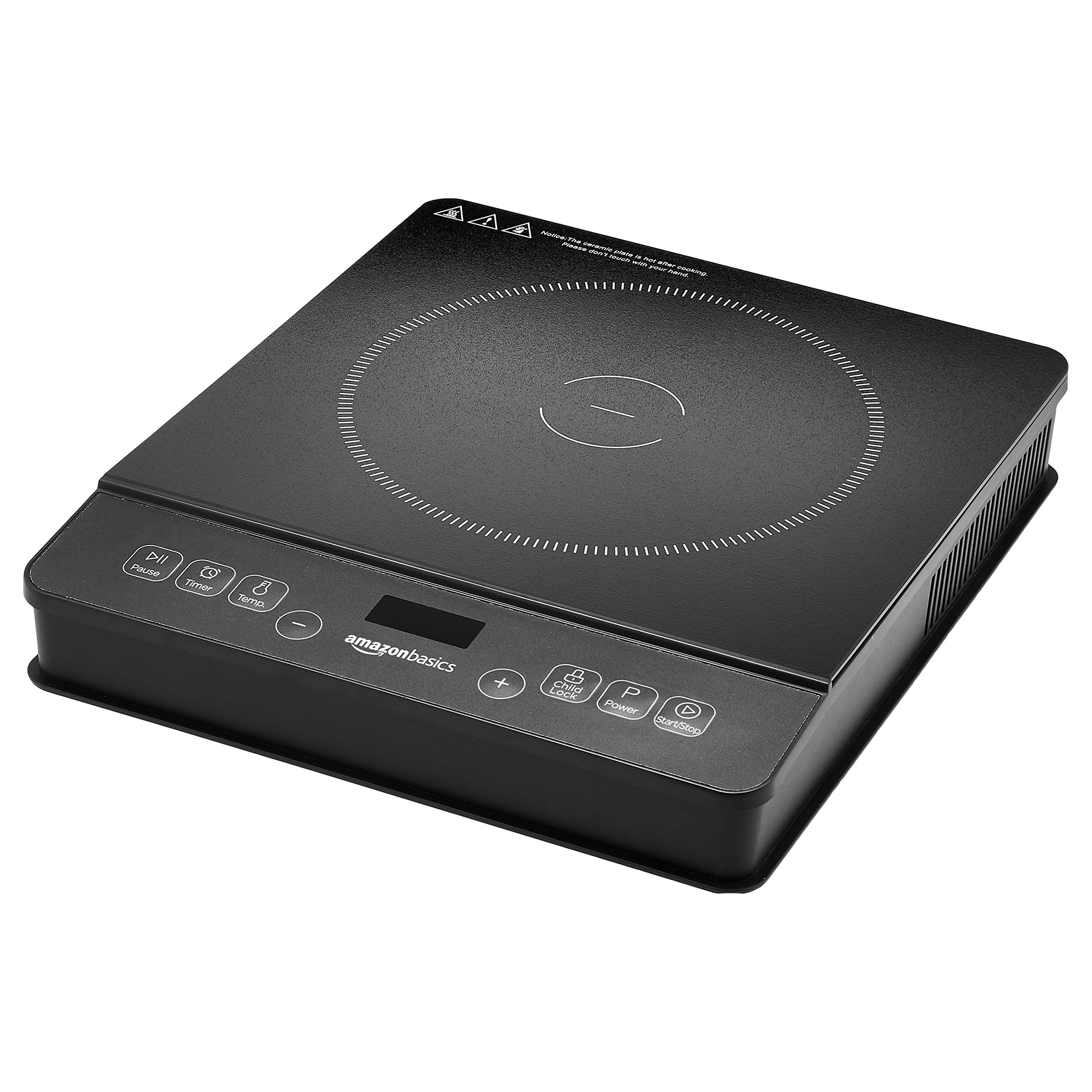 amazon basics 1800w electric portable induction cooktop induction burner with child lock overheat protection timer 8 power settings up to 440f for cookware with diameter 5734-8234 black