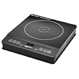 Amazon Basics 1800W Electric Portable Induction Cooktop, Induction Burner with Child Lock, Overheat Protection, Timer, 8 Power Settings, Up to 440°F, for Cookware with Diameter 5.7