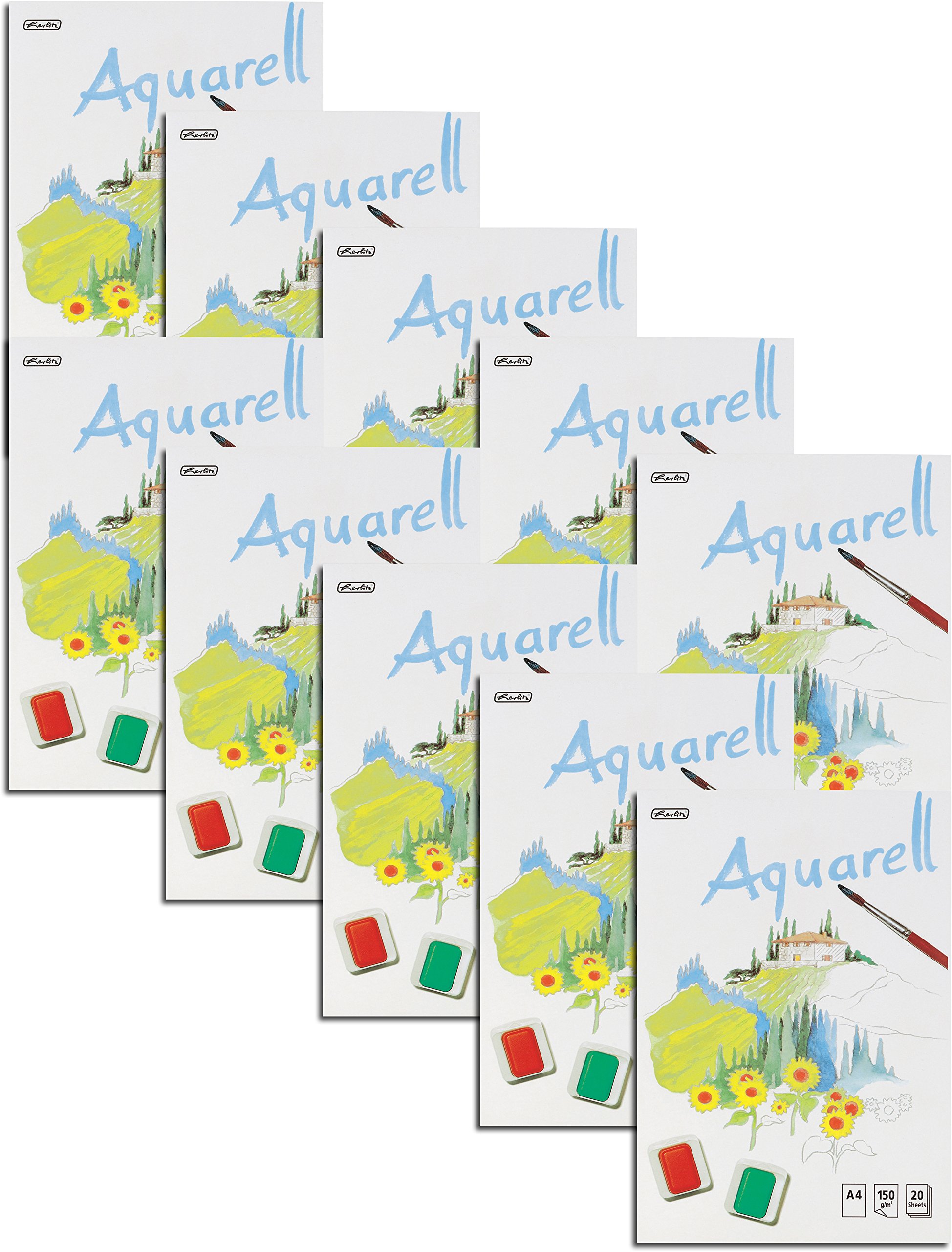 Herlitz Aquarellblock DIN A4 20 Blatt (10 Blöcke)