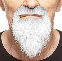 Vista 1 de Mustaches Autoadhesivo, novedoso, barba falsa de cola de pato, pelo facial falso, accesorio de disfraz para adultos, gris con color blanco