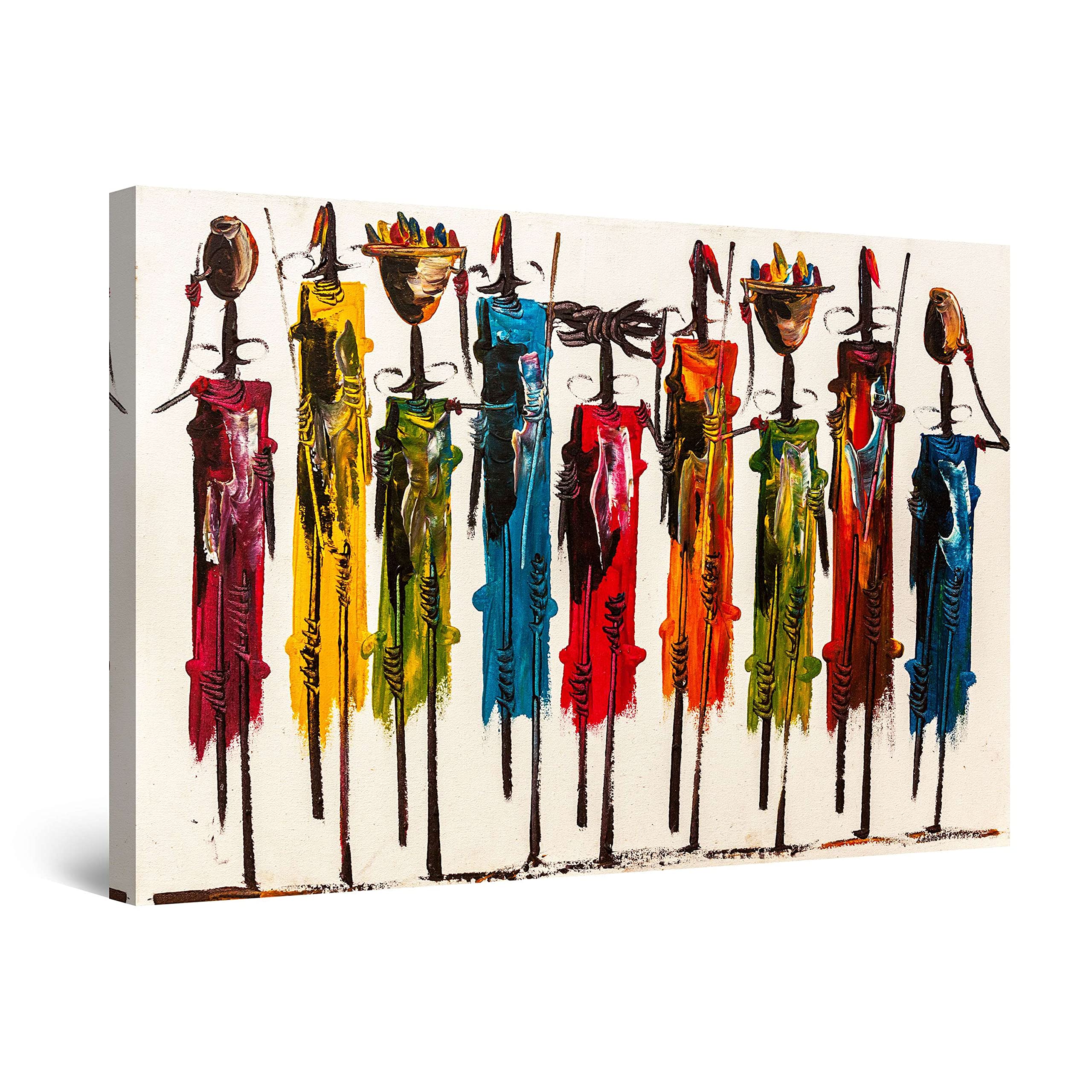 Startonight African Abstract Art Canvas Wall Art - African Tribe - Decor Painting For Living Room Framed Wall Decor Artwork, Big Picture Wall Decor, Modern And Contemporary Unique Luminous Art 80 Cm X 120 Cm