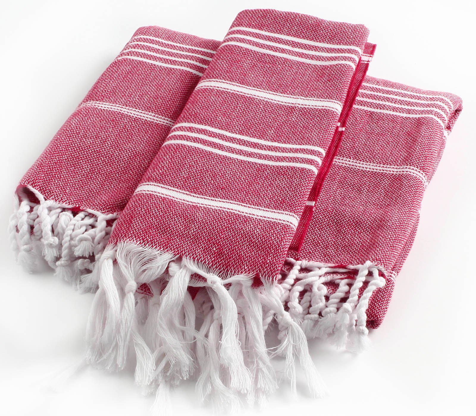 Cacala2 Pieces Pestemal Turkish Towel Set - 1 Bath Towel 37"x70" + 1 Hand Towel 23"x36" 100% Cotton - Red