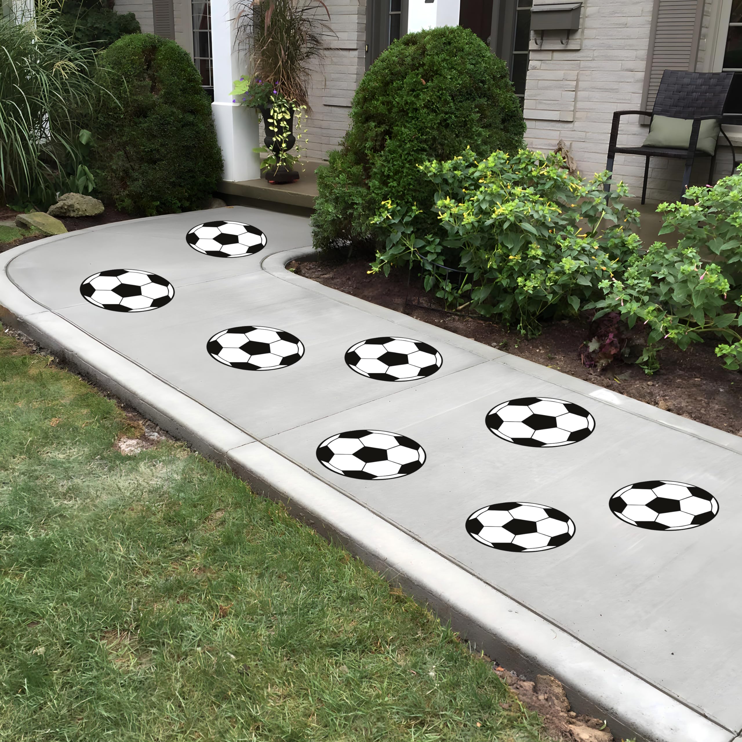 Soccer Ball Floor Decals, Laminated Removable Floor Graphics, Anti-Slip Surface, Soccer Party Sidewalk Vinyl Decals, Sports Party Decoration, VP3813