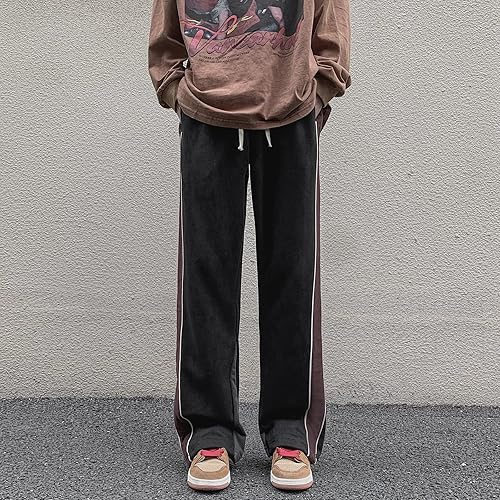 Miniatura 4 de Skateboard Frog Pantalones deportivos de gamuza con parte inferior ancha para hombre, estilo casual, pierna recta