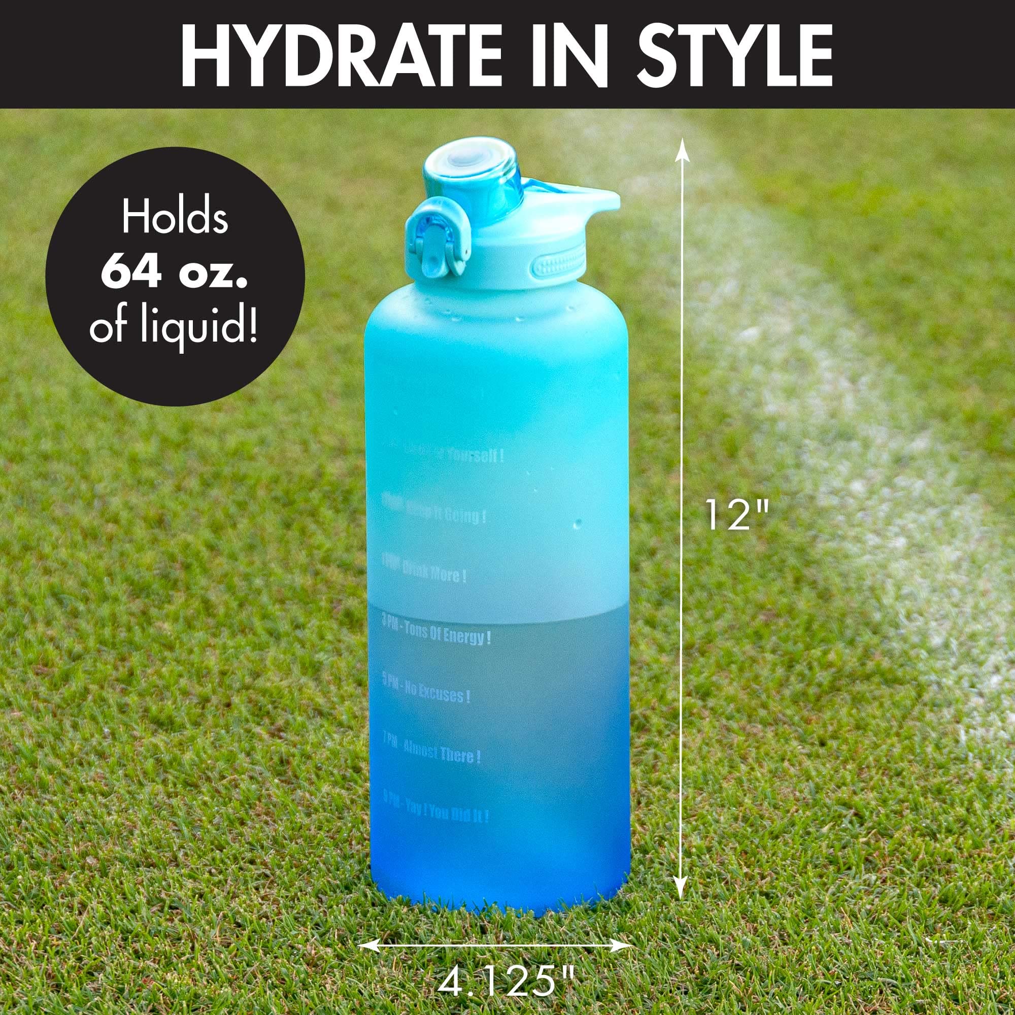 Amazon.com: Primula Half Gallon Motivational Water Bottle with Time Marker  & Straw - Leakproof Plastic Big 2L Water Bottle for Women Men Large Jug for  Fitness Gym Outdoor Sports, 64 Ounce :