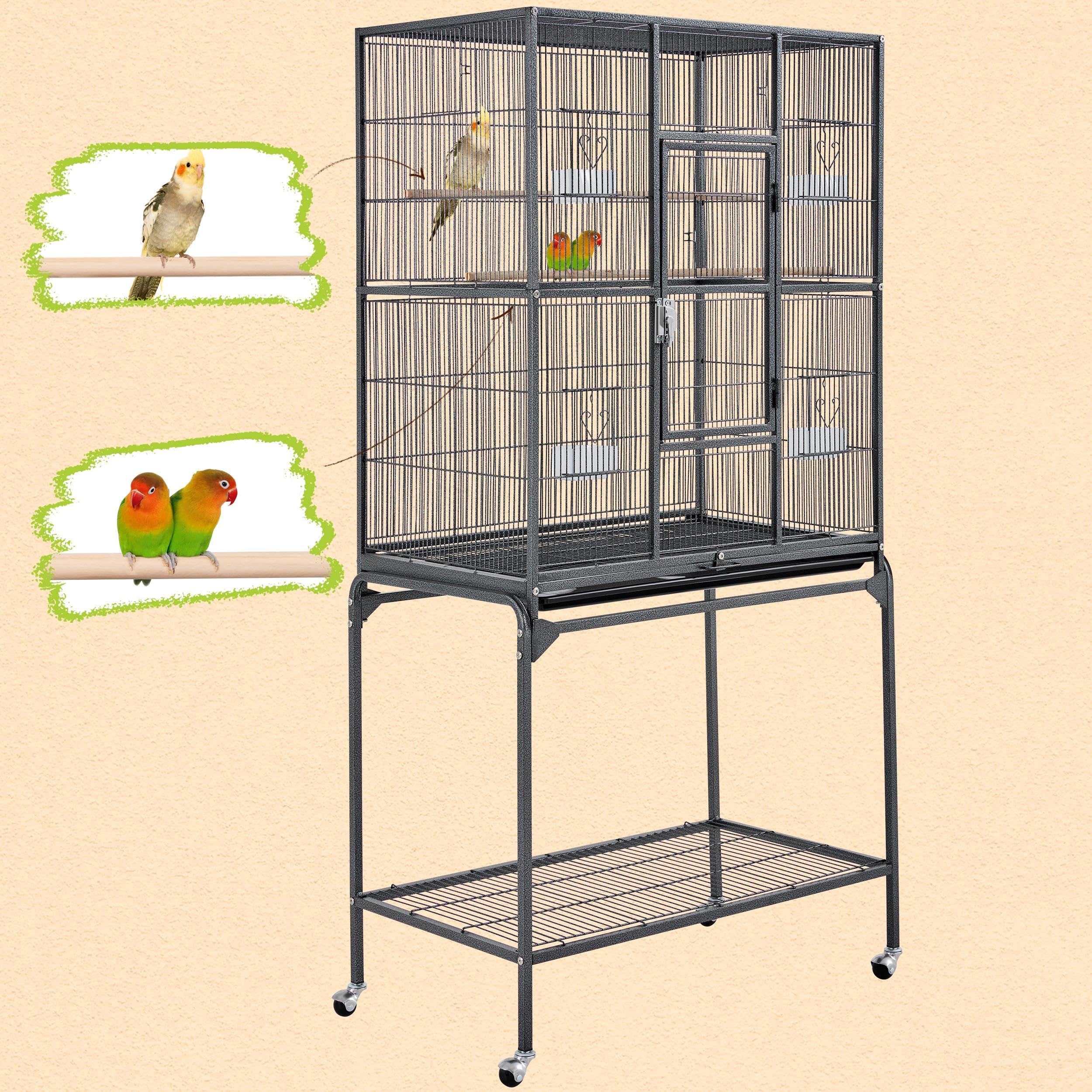Yaheetech 63-Inch Wrought Iron Rolling Large Bird Cage for African