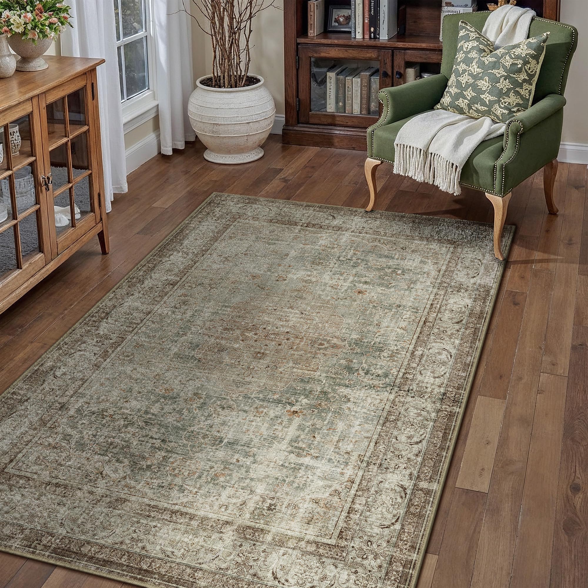 PureCozy Waschbarer Teppich Wohnzimmer Vintage Böhmischen Tepich