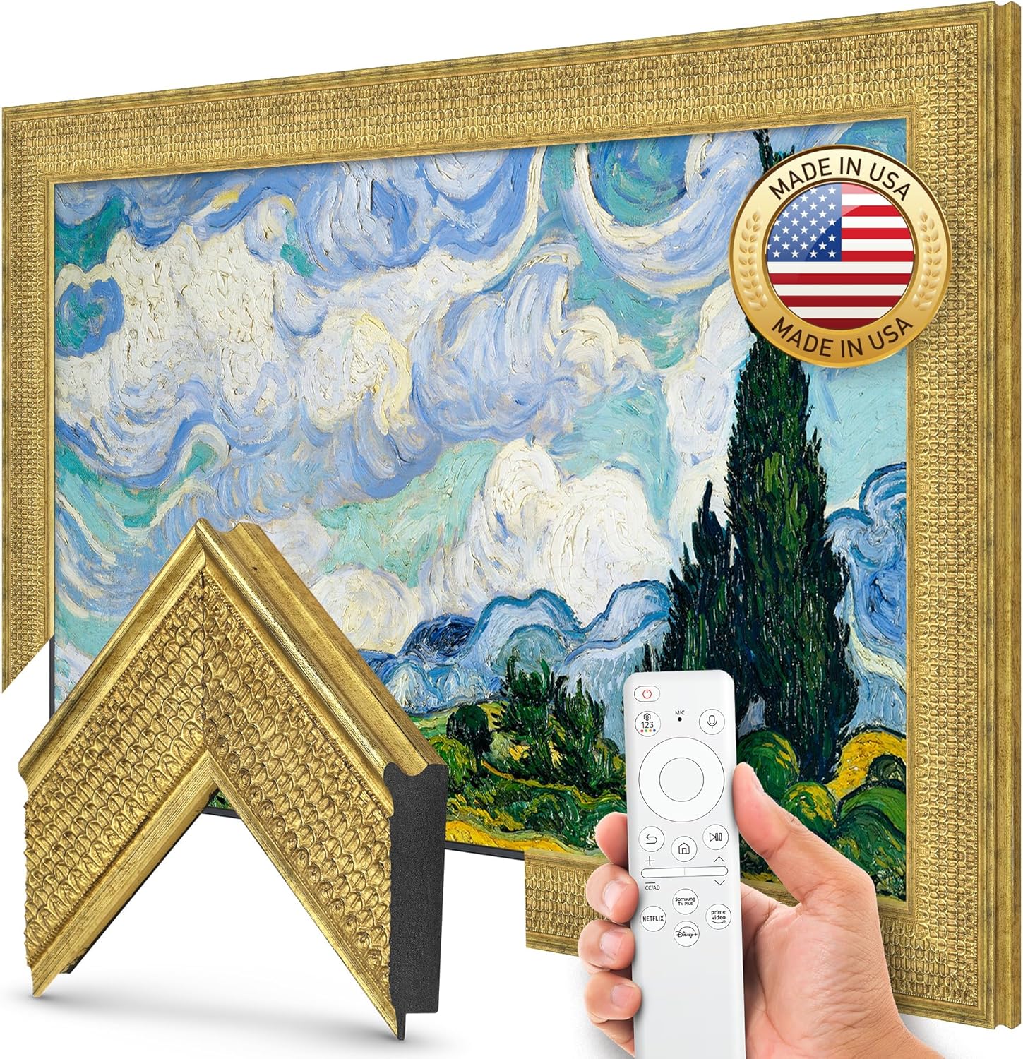 Gatsby Gold 32" Premiere Deco TV Frame - Compatible ONLY with Samsung The Frame TVs (Fits 2021-2026, LS03A, LS03B, LS03C, LS03D, LS03FA)