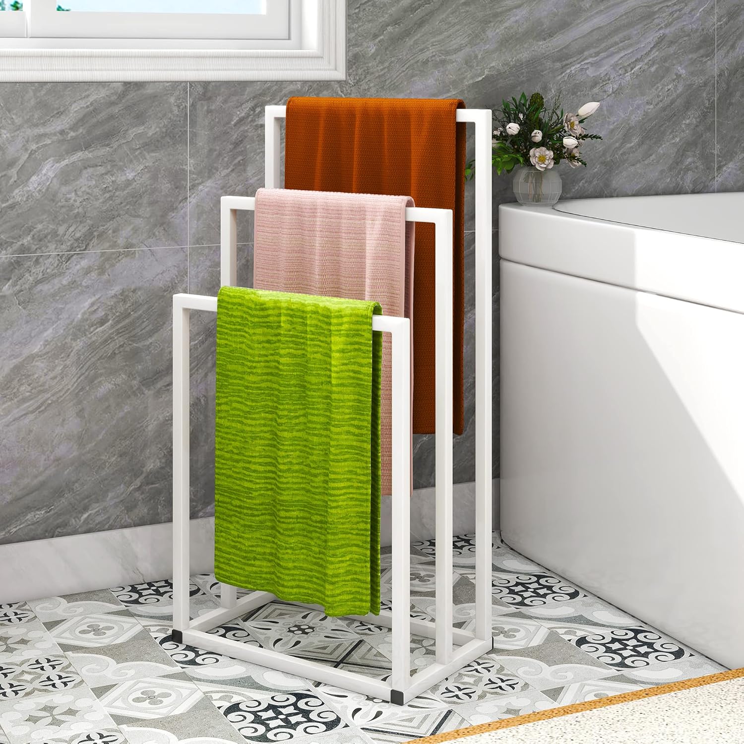 Freestanding Towel Racks with 3 Towel Stands Rail for Bathroom