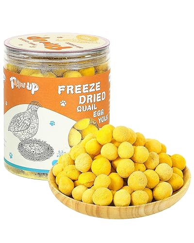 PAWUP Freeze Dried Cat & Dog Treats, Natural Quail Egg Yolk, Single Ingredient, High-Protein Pet Snacks for Skin & Coat Health, No Artificial Additives, 9.2 oz - Quail Egg Yolk - 9.2 oz
