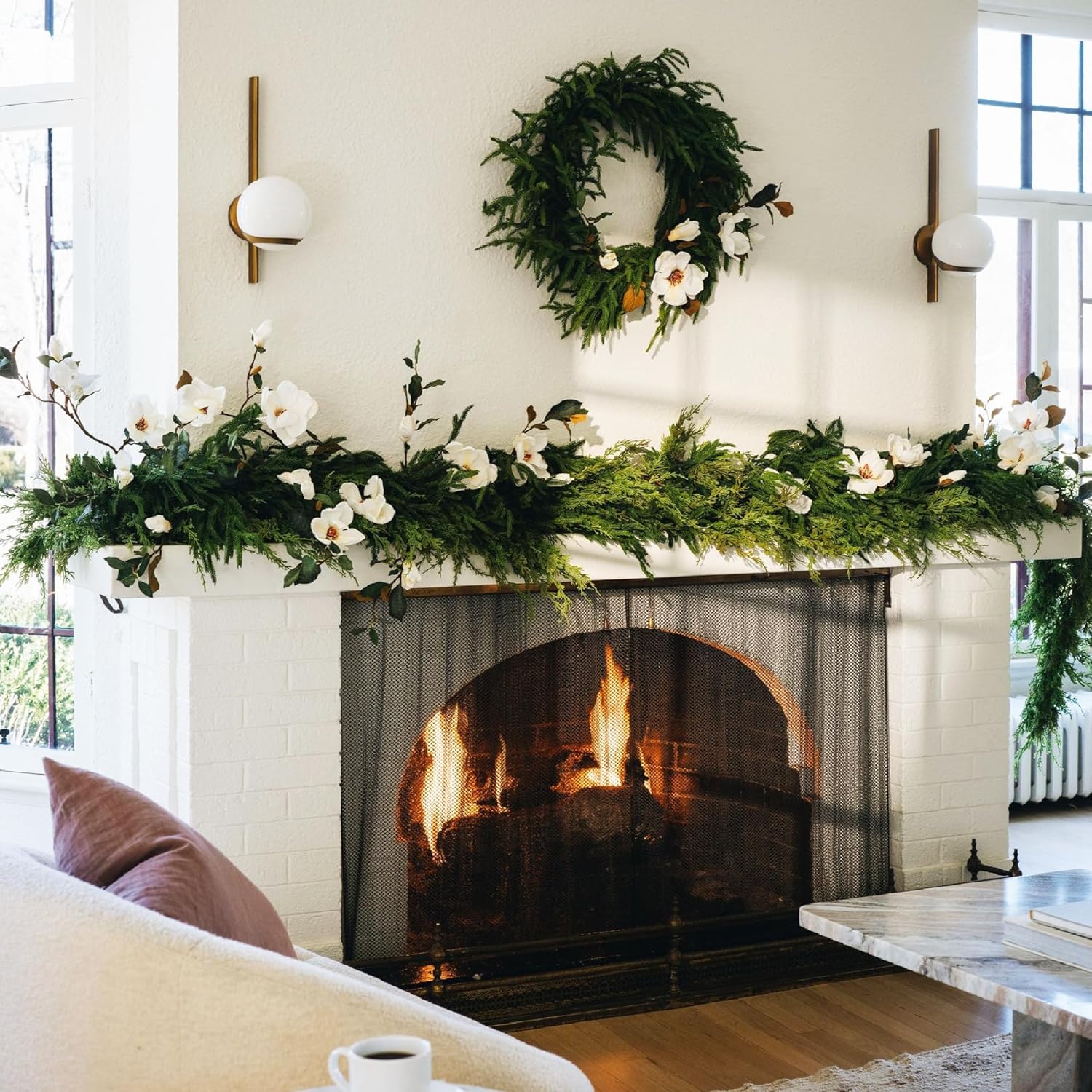 Afloral Cream Magnolia Fake Flower Branch - 35"