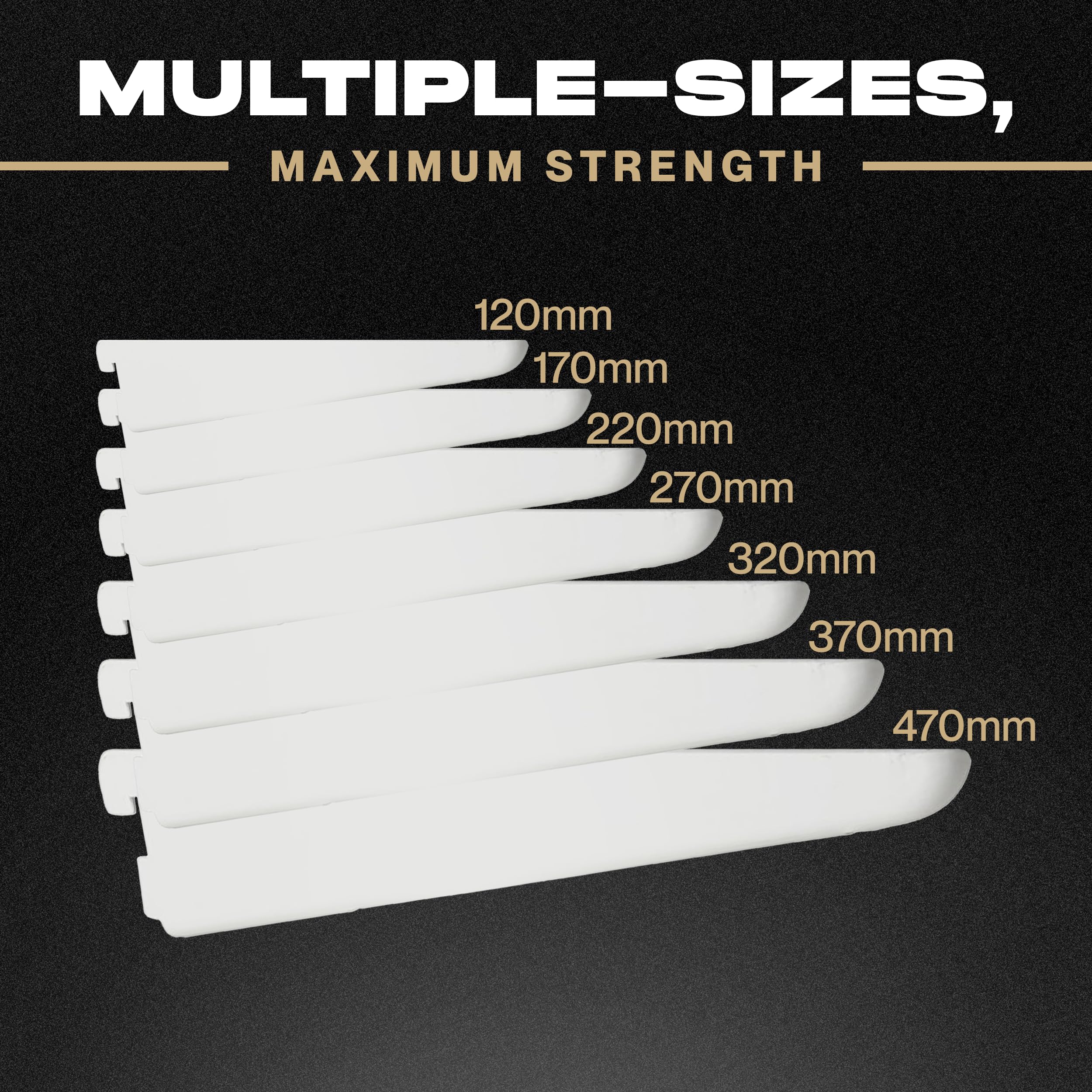 IRONWORX® Regalhalterungen mit zwei Schlitzen, 320 mm, Weiß, verstellbare Wandhalterungen für Regale, robuster Stahl für Premium-Aufbewahrungslösungen, für Zuhause oder Büro, stabiles Design