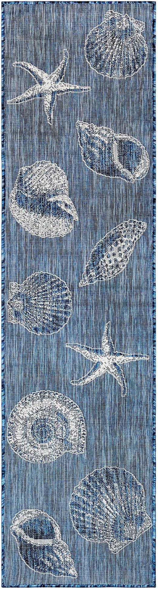 Liora Manne Shells Navy Indoor Outdoor Area Rug, 1'11" x 7