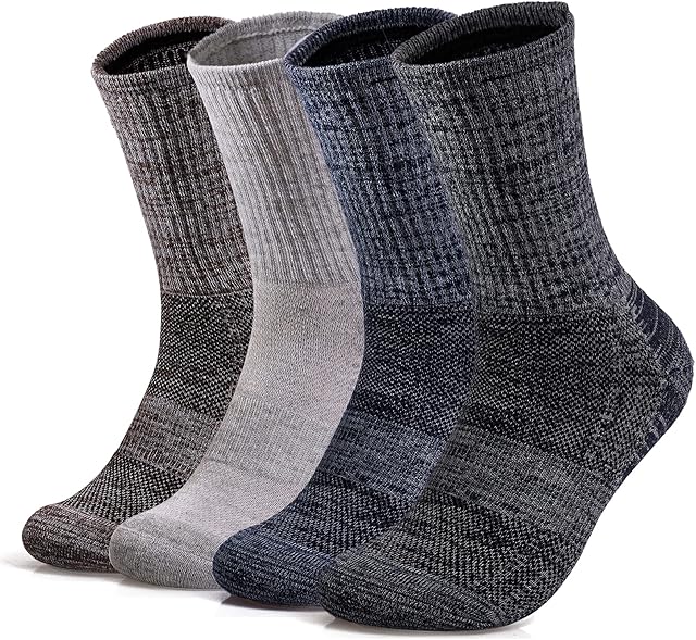 ElifeAcc Wicking Cotton Socks Threads Athletic Breathable Sports Stockings Boot Socks for Outdoor Activities 4 Pairs Unisex UK 5.5-11