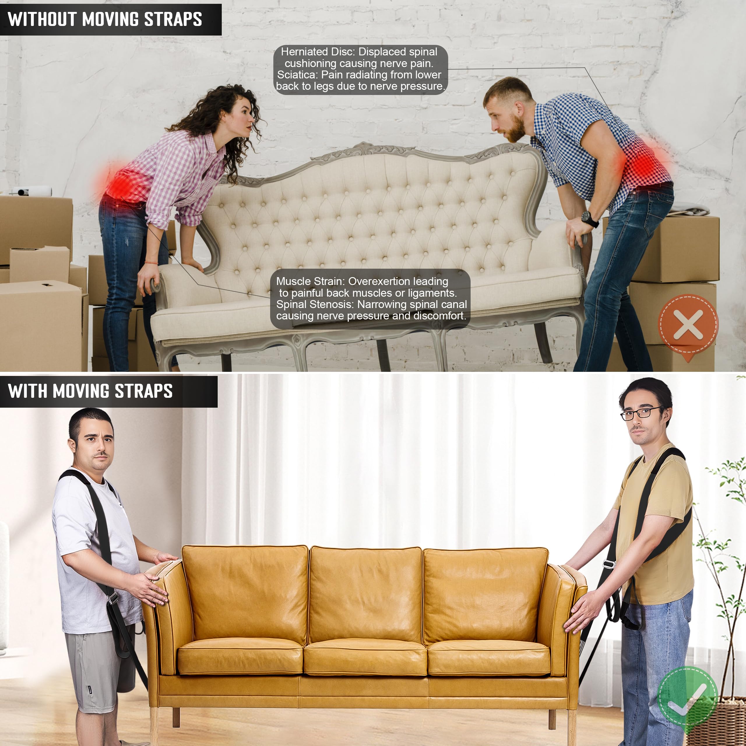 Heavy Duty Lifting Straps - 2 Person Moving System -6