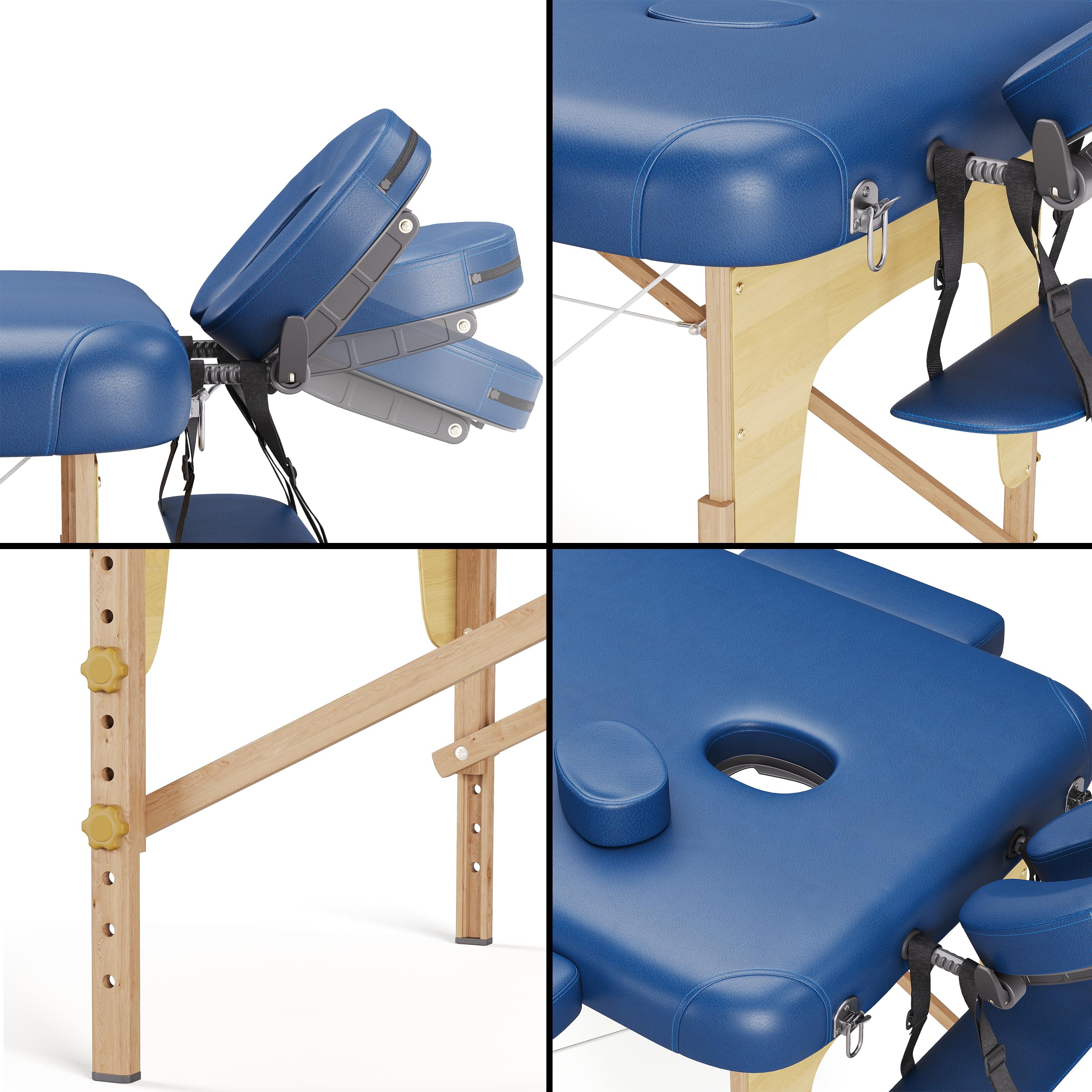 BELTOM® Camilla de Masaje 2 Zonas portatil Mesa Cama Banco Plegable Reiki Fsioterapeuta - Azul