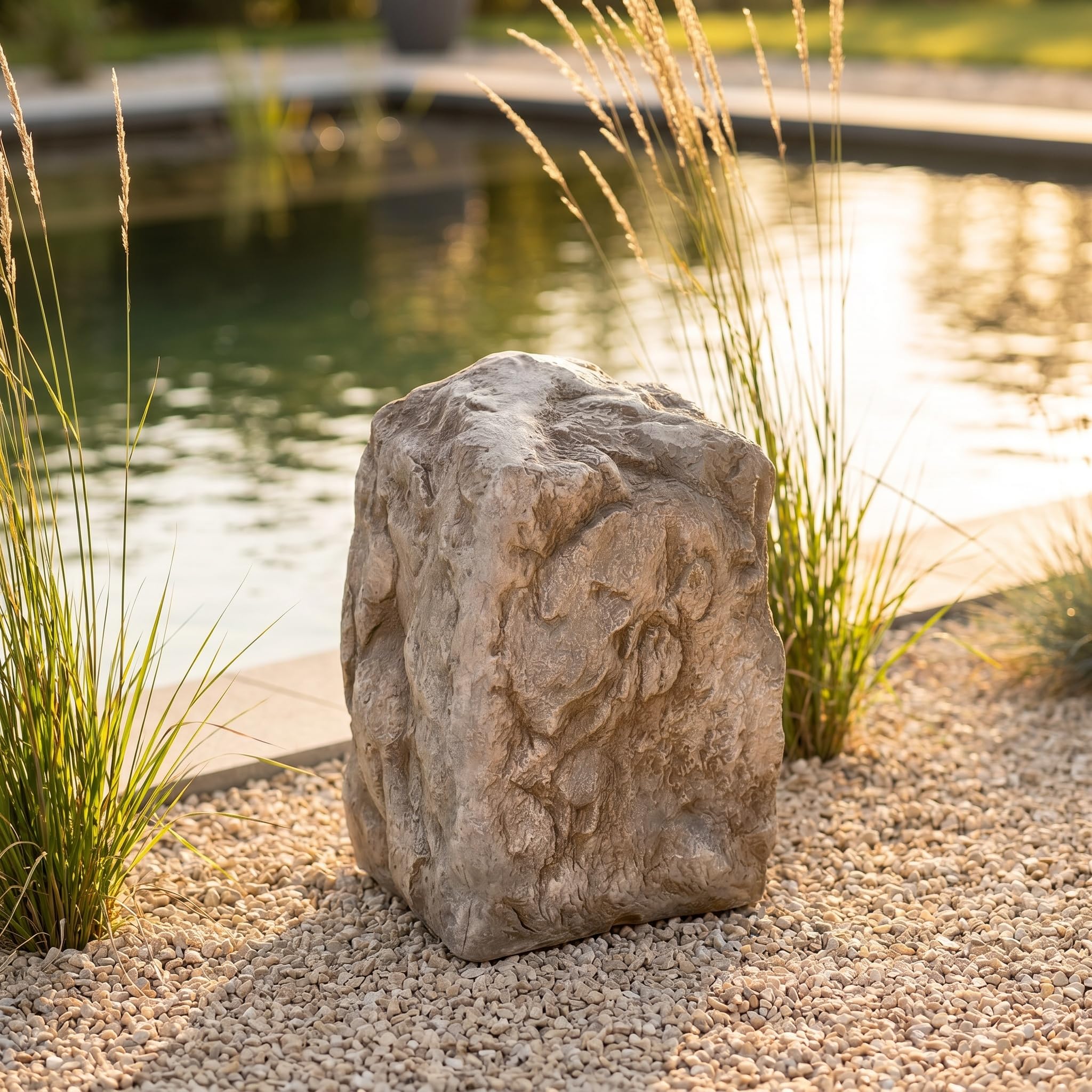 Copertura per rocce da giardino, effetto arenaria, rocce artificiali, 28 x 40 cm, copertura pompa
