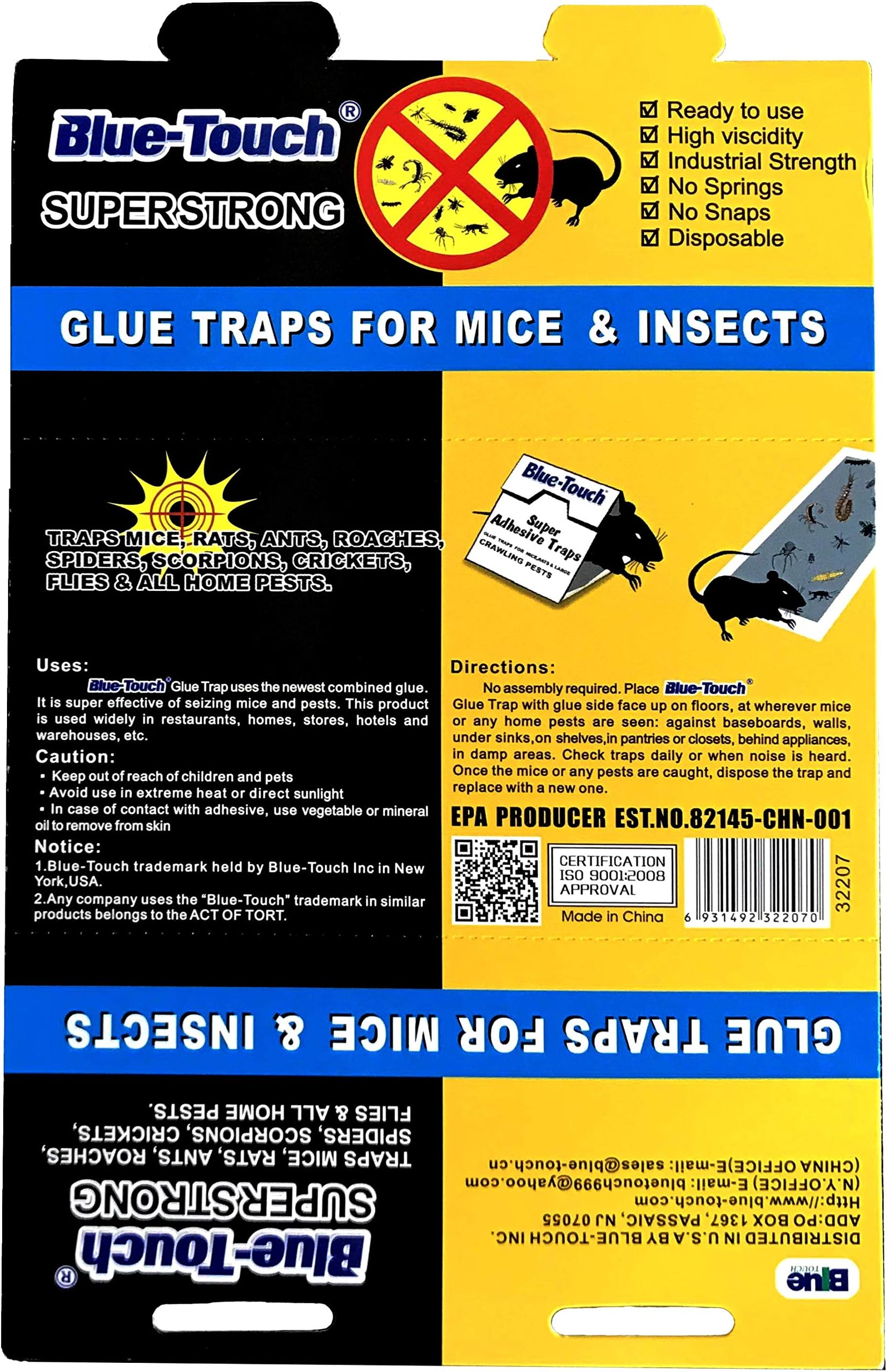 18 BlueTouch Mouse Glue Traps, Professional Sticky Glue