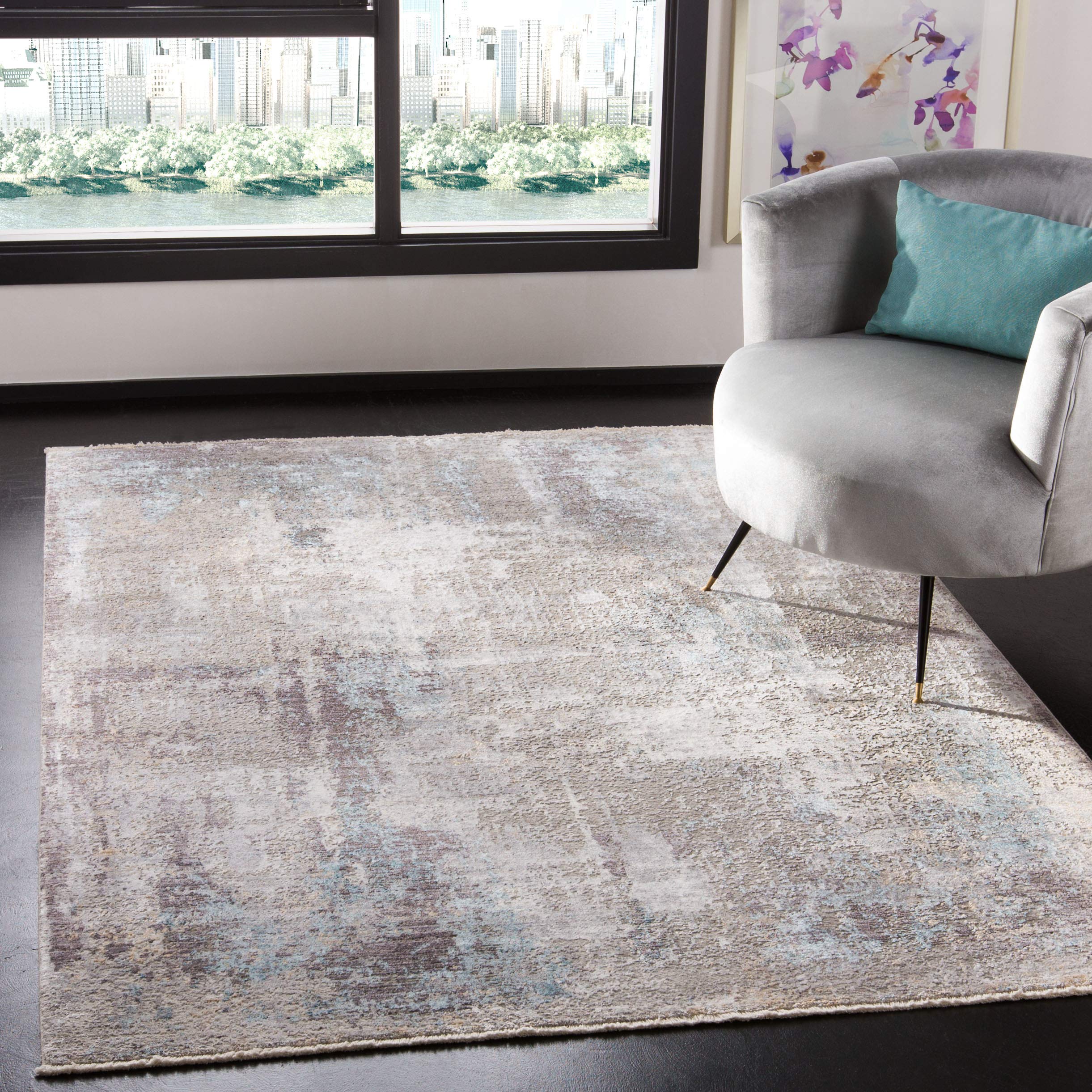 Tapis contemporain gris et bleu Safavieh 152x244 cm pour salon