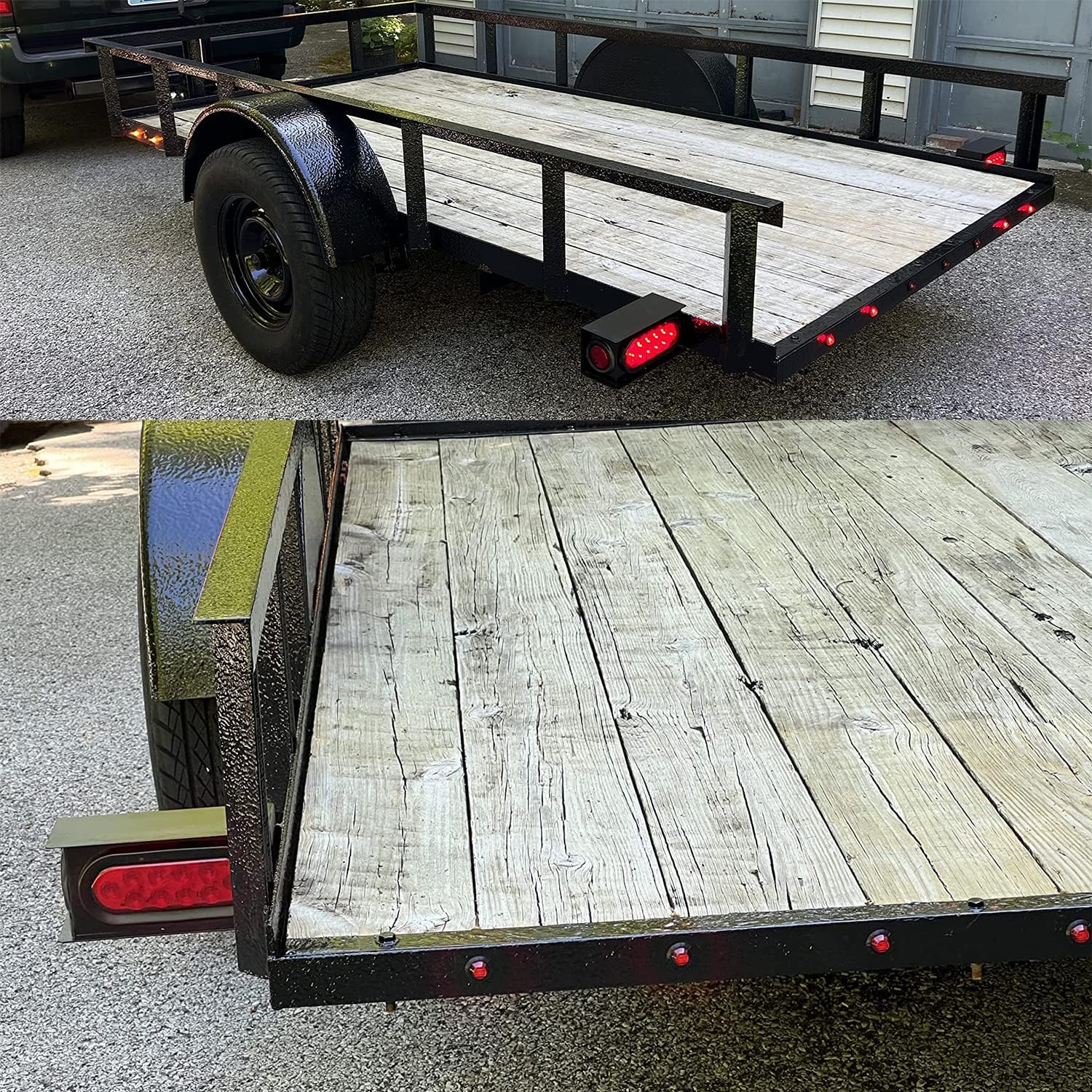 Supoika 2 Steel Trailer Light Box with 6" Red LED Oval Tail Lights & 2" Round Side Marker Lights for Trailer Truck